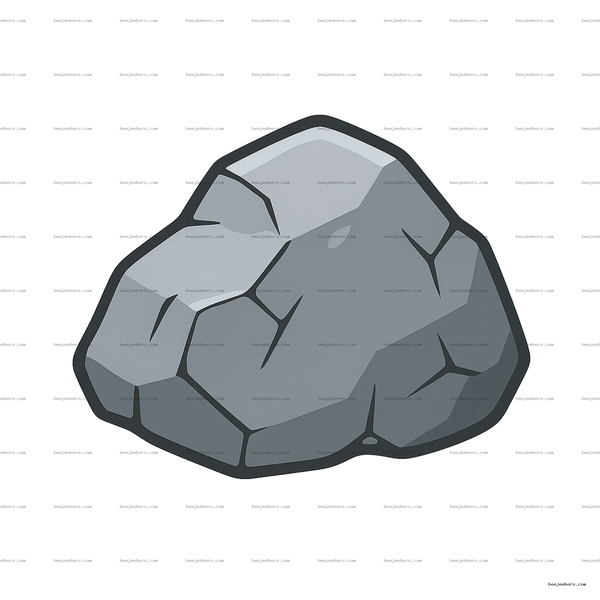 Clean vector illustration of a gray rock with angular facets and clear edges on transparent background