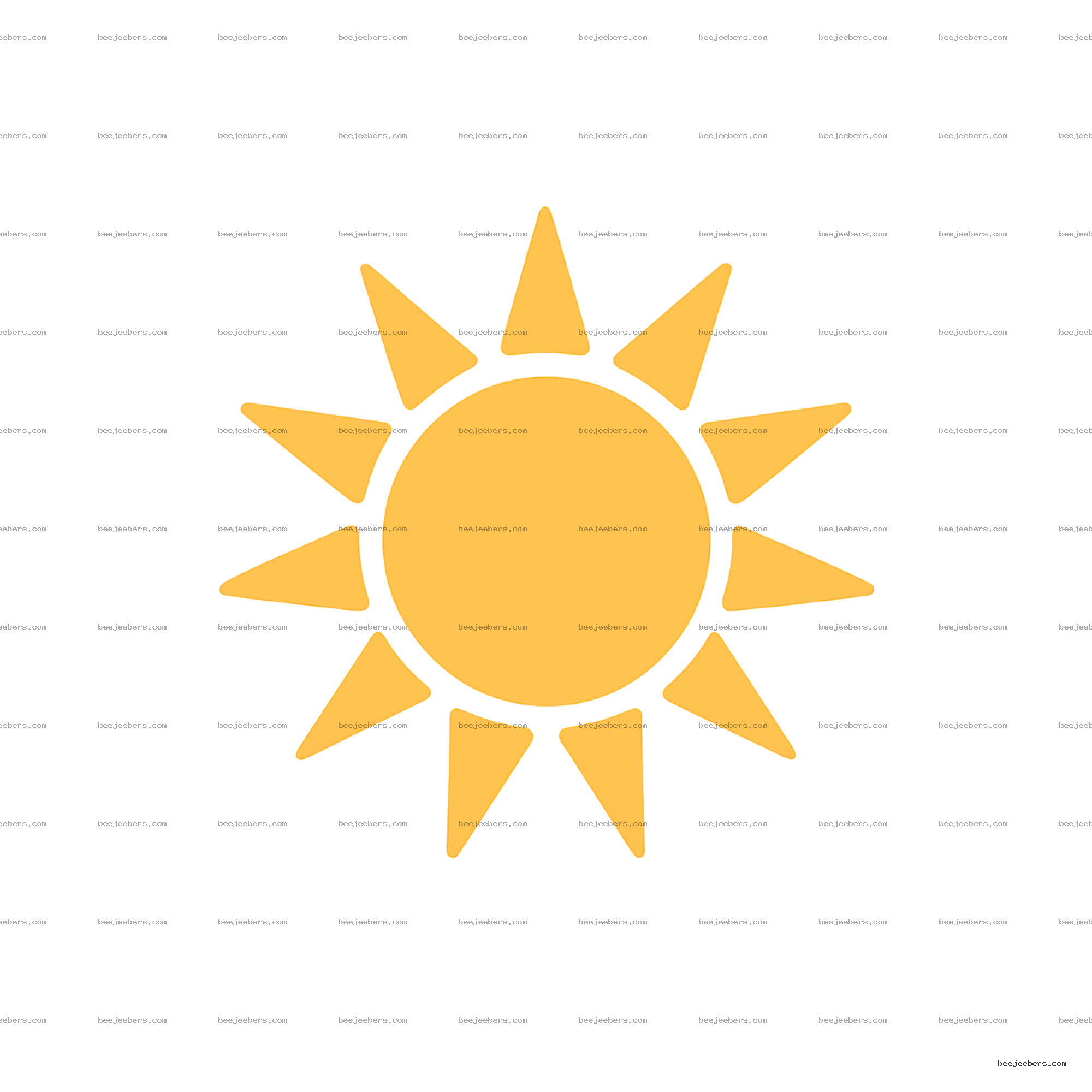 Clean vector style yellow sun with pointed rays and transparent background