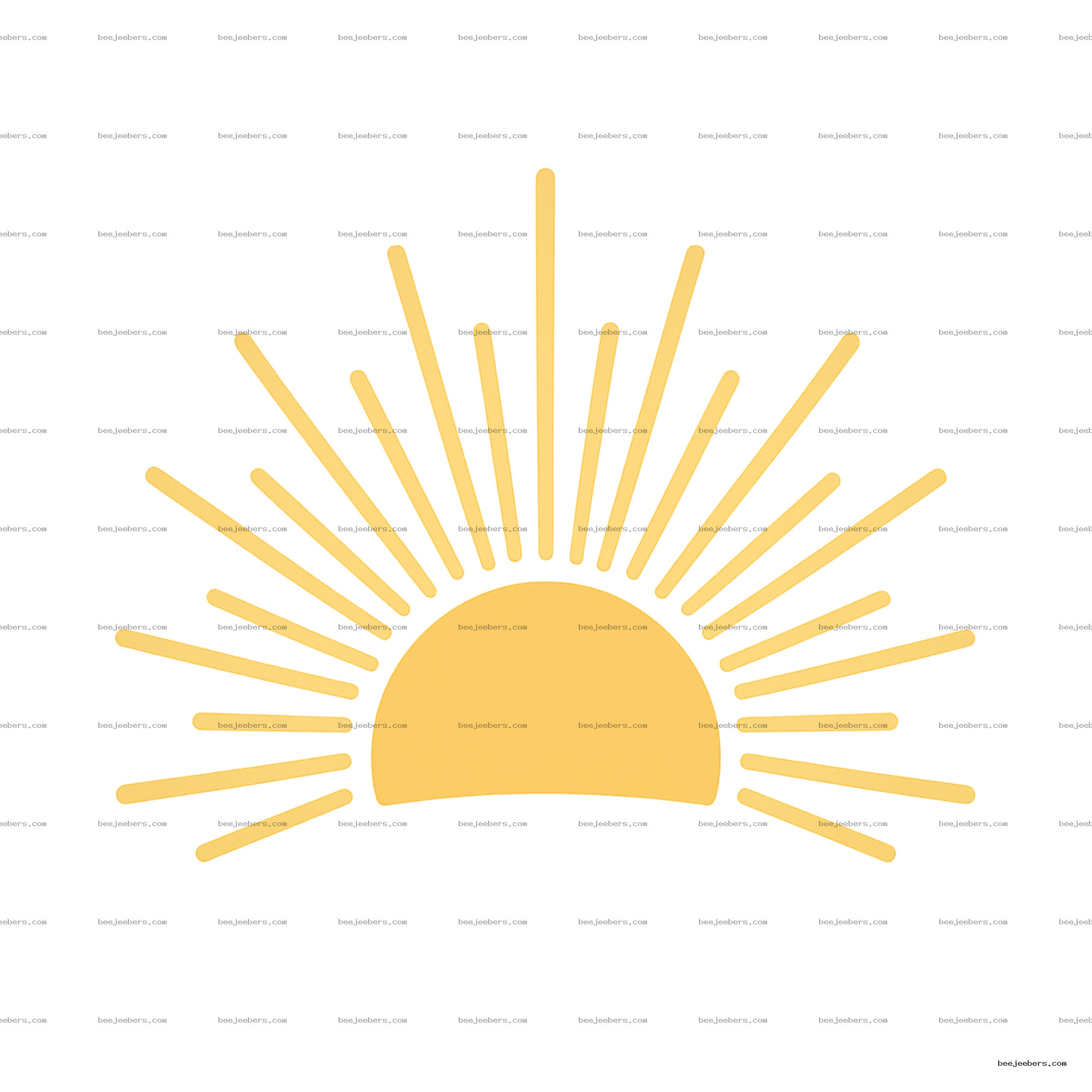 Minimalist vector sun with yellow rays on transparent background