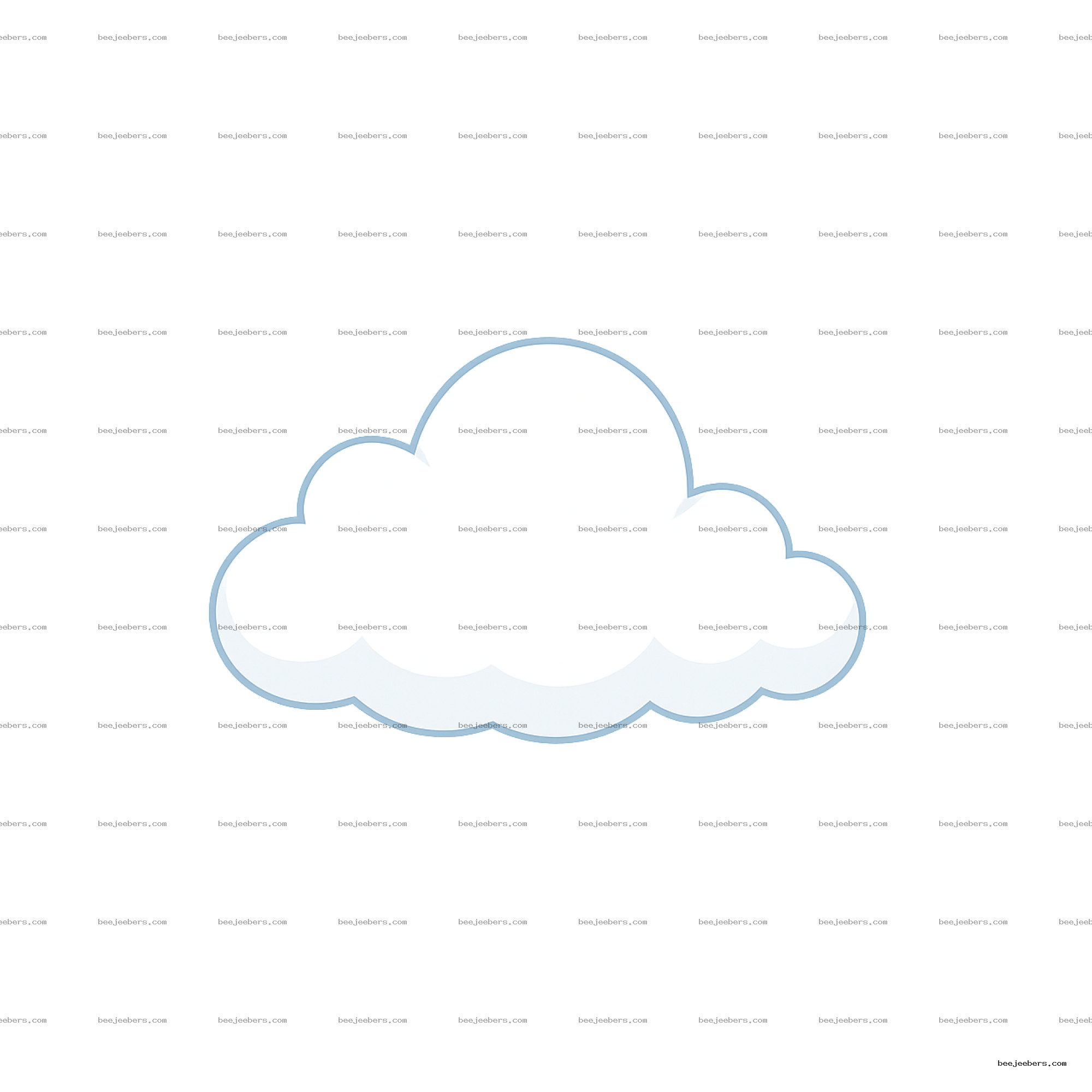 Clean vector illustration of a white fluffy cloud with blue shading on transparent background