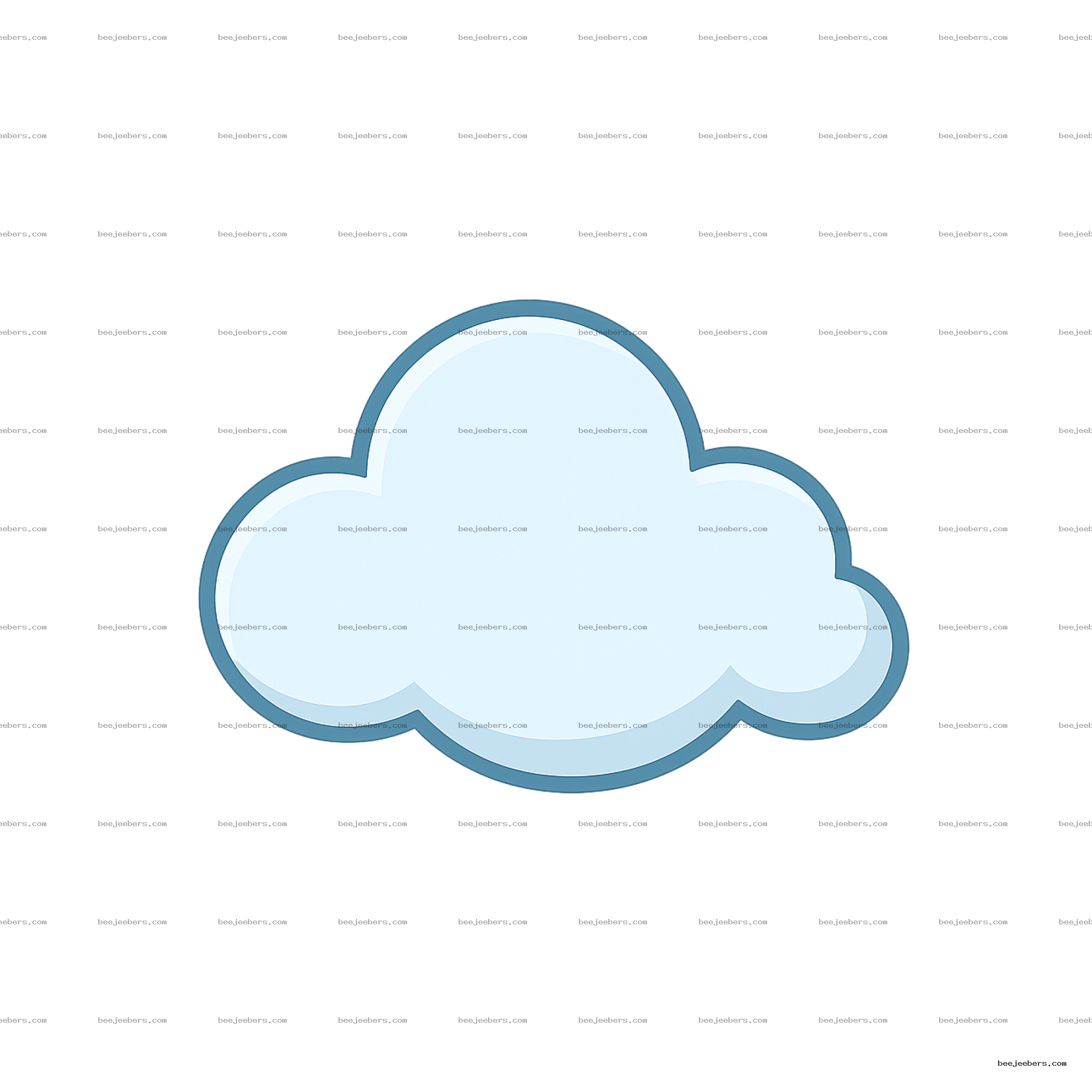 Clean vector style blue cartoon cloud with transparent background PNG