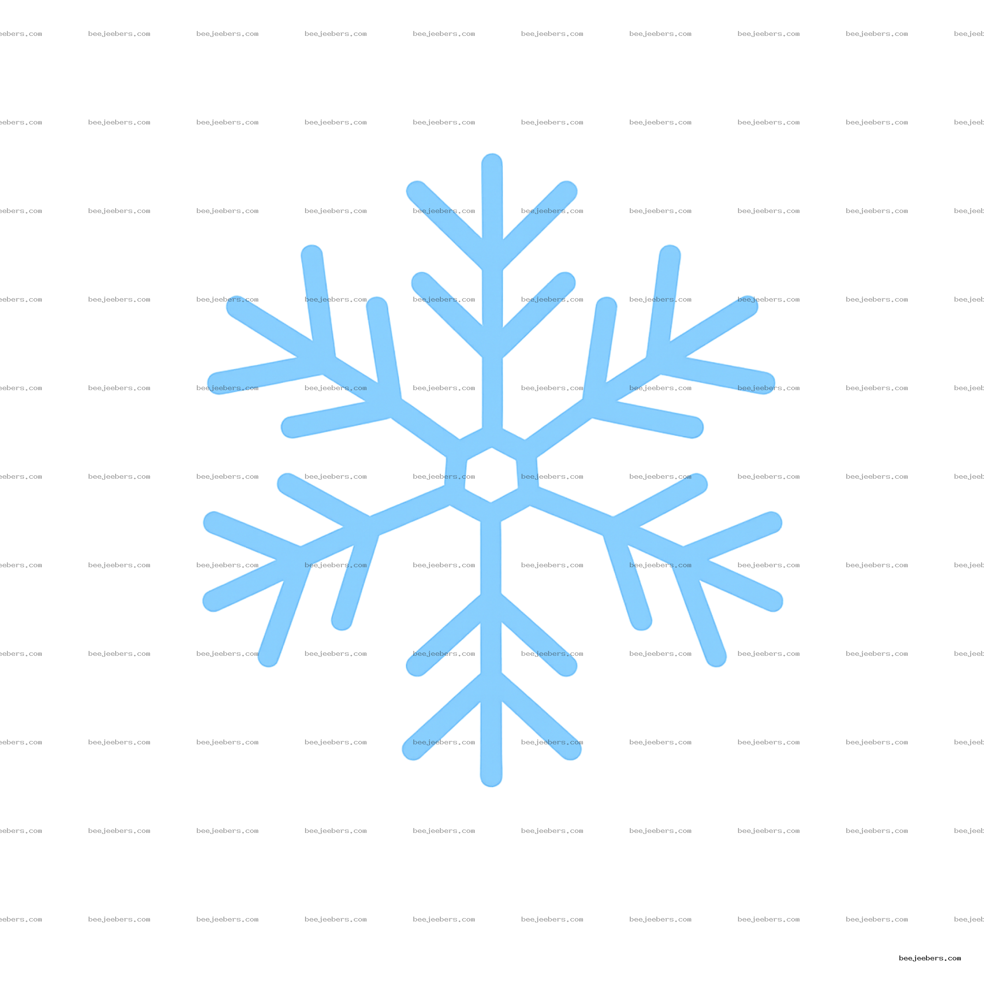 Light blue stylized snowflake digital PNG with transparent background for winter and holiday design