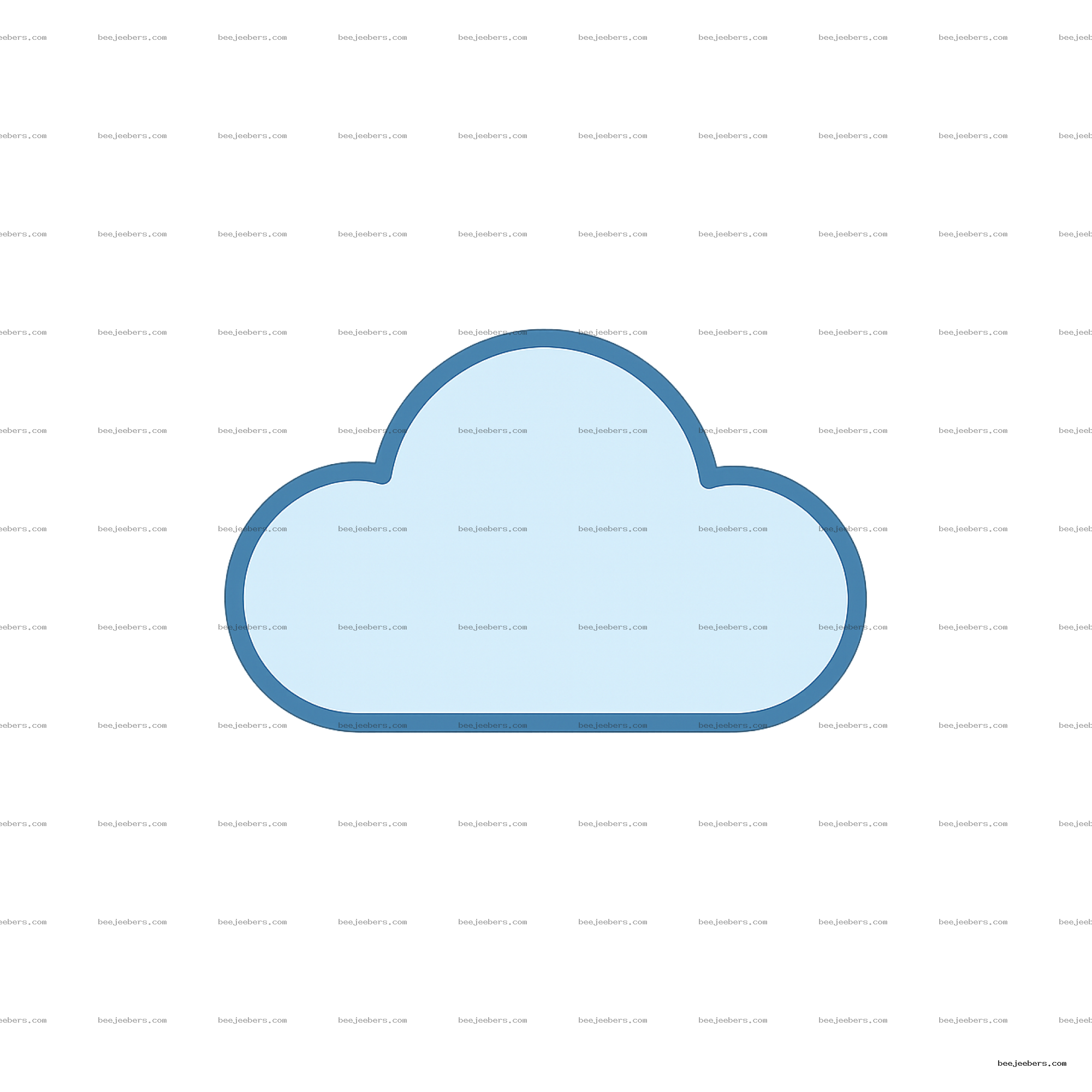 Simple clean blue cloud icon with dark blue outline on transparent background