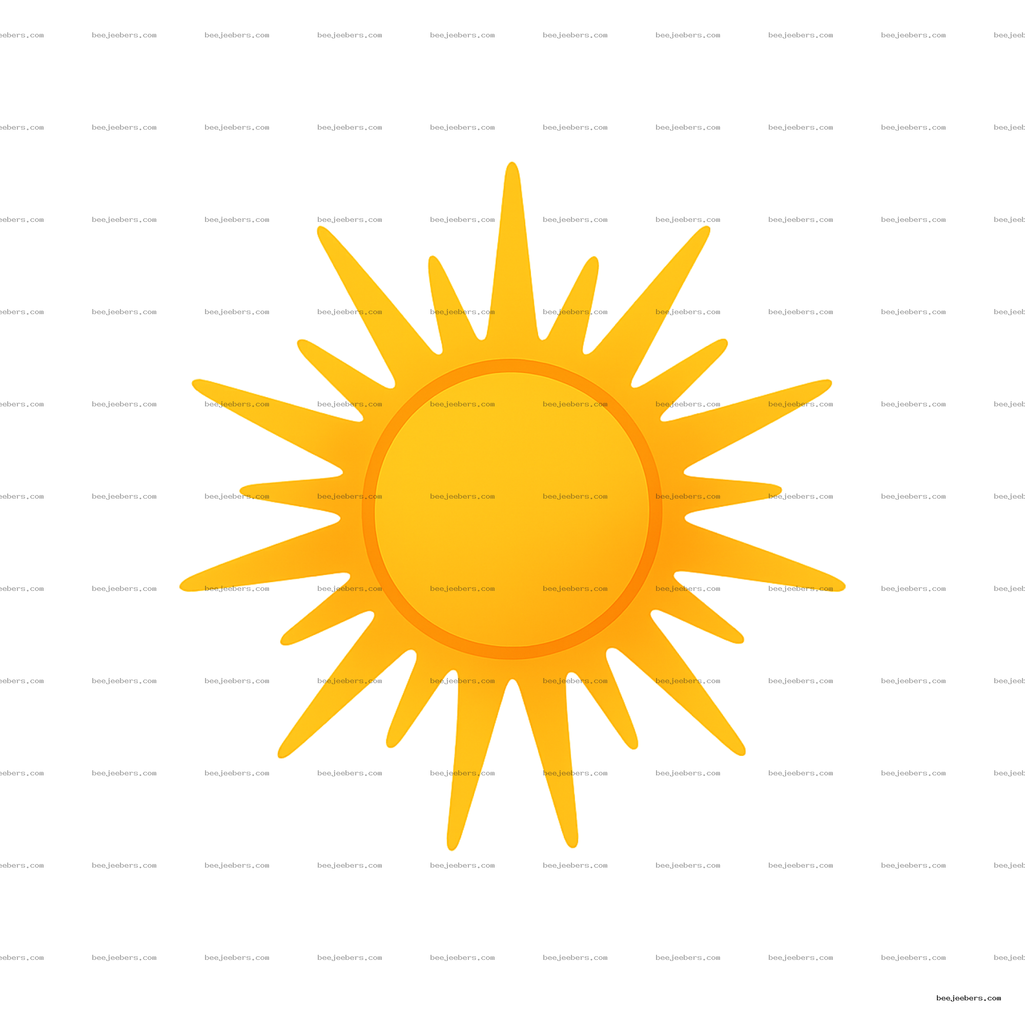 Bright stylized yellow sun with radiating rays transparent PNG clipart