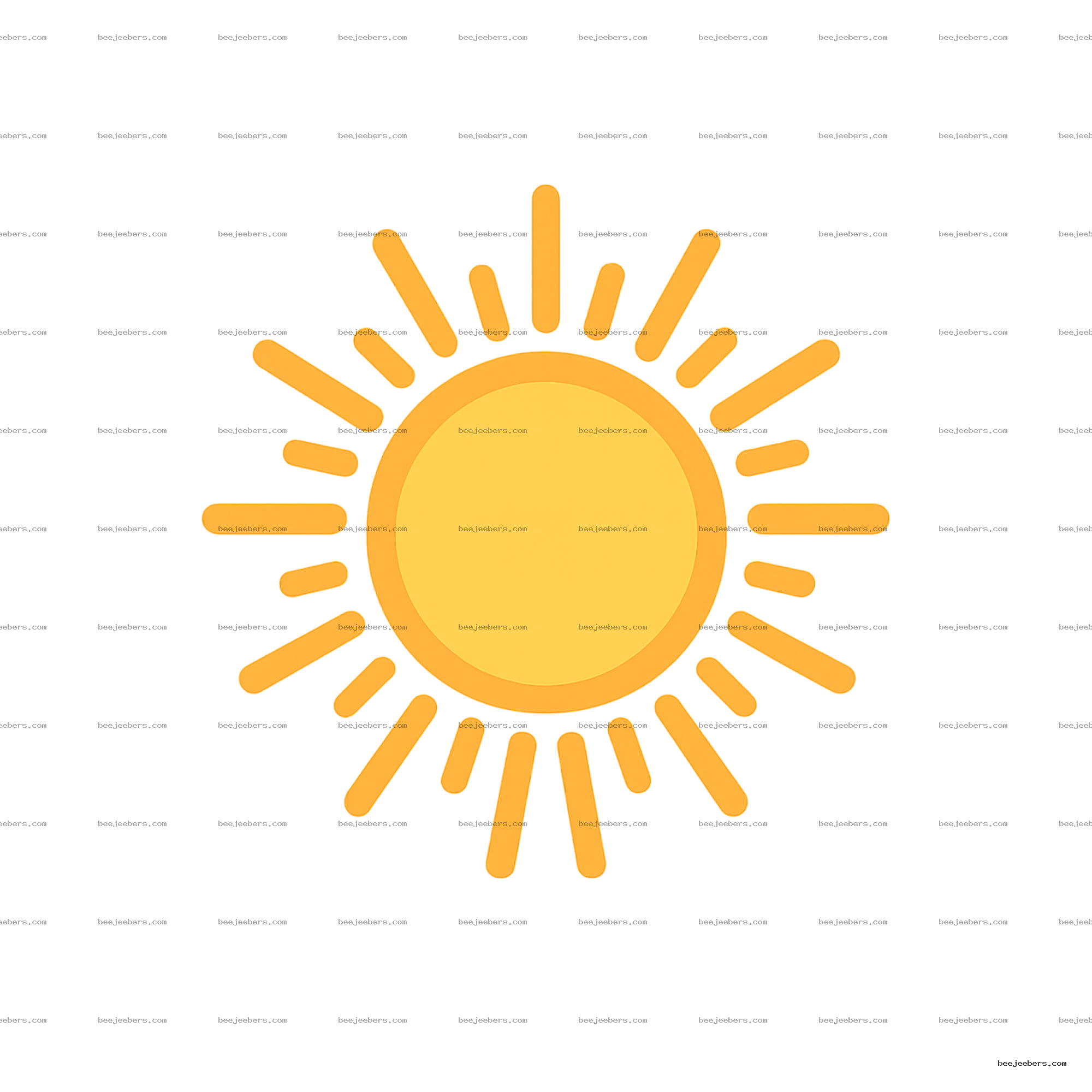 Bright yellow sun with varied rays in clean vector style on transparent background