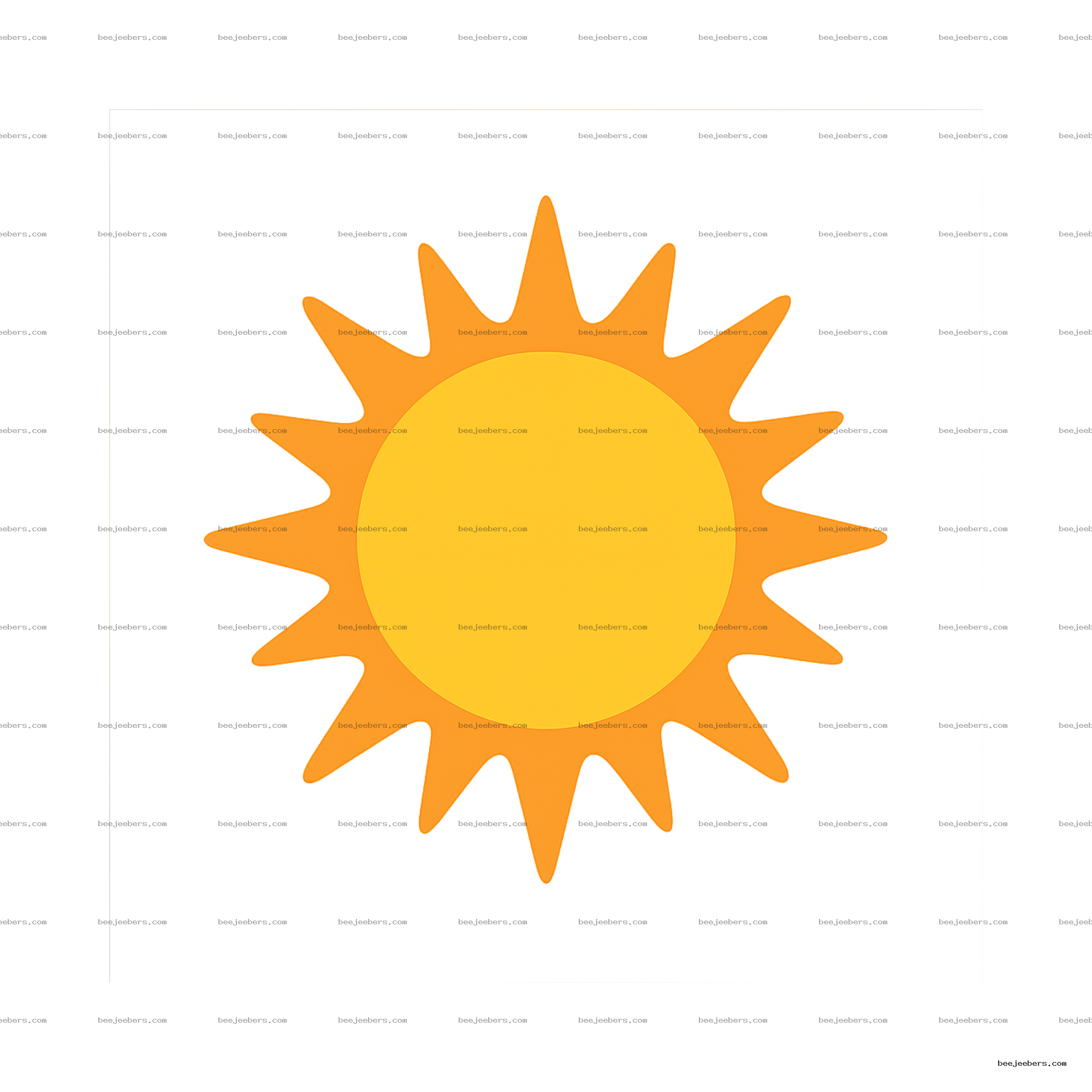 Bright vector sun with orange rays on transparent background, clean simple design