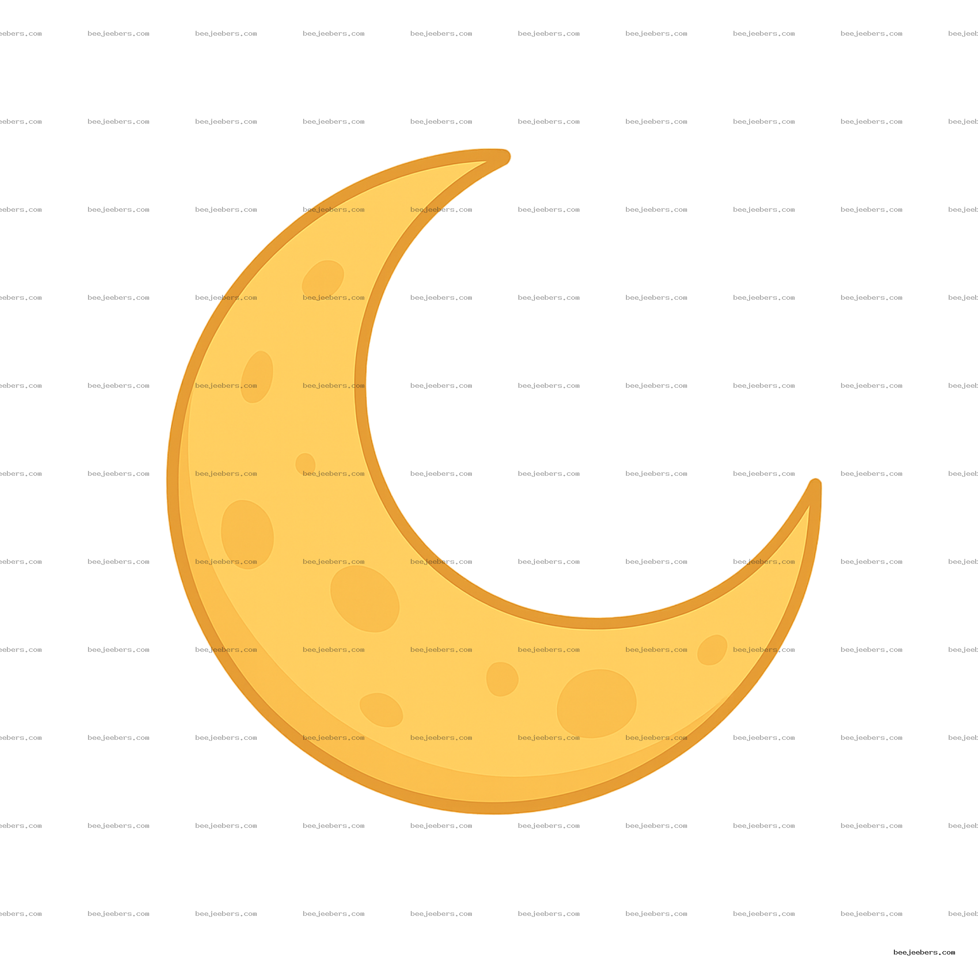 Clean crescent moon vector PNG with soft yellow and orange tones on transparent background