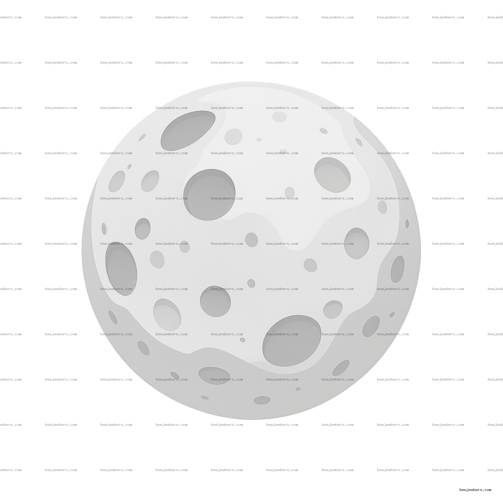 Clean vector illustration of full moon with craters on transparent background