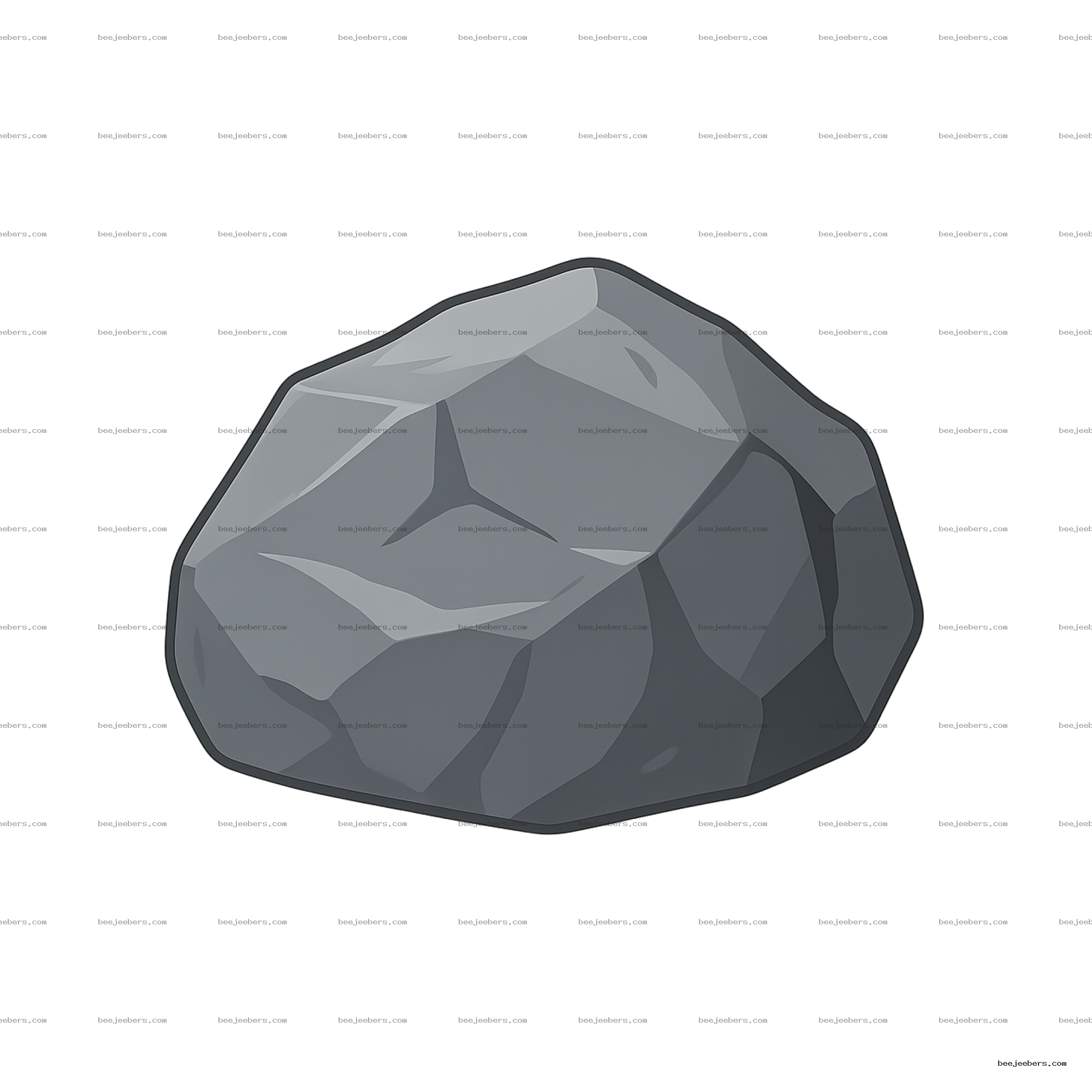 Clean vector illustration of a gray multifaceted rock with transparent background