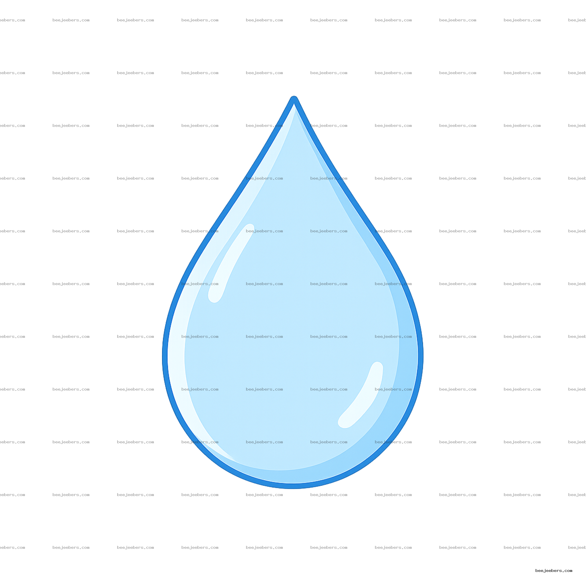 Clean vector illustration of a single transparent blue water droplet with highlights