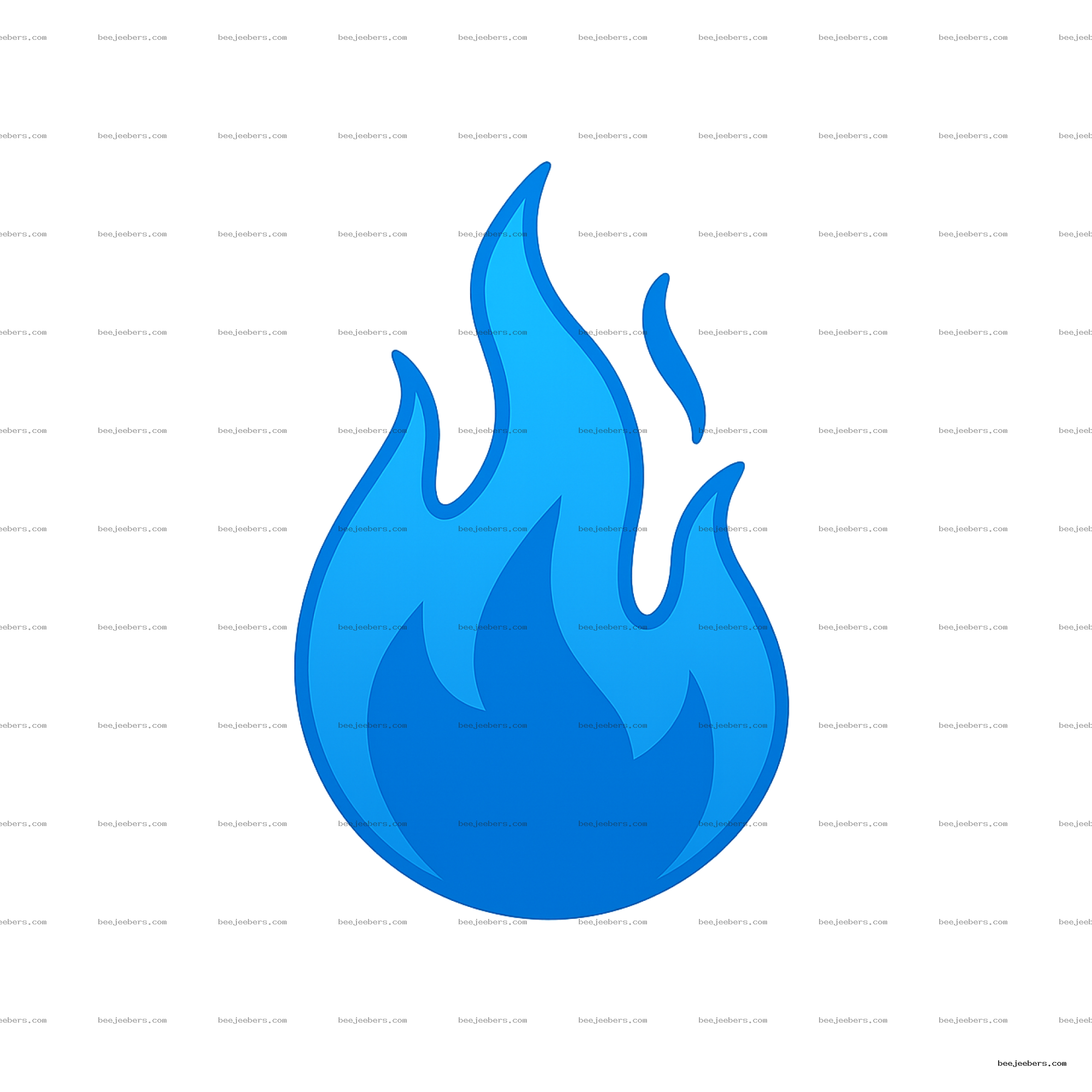 Clean vector style blue flame with smooth curves and gradients, transparent background