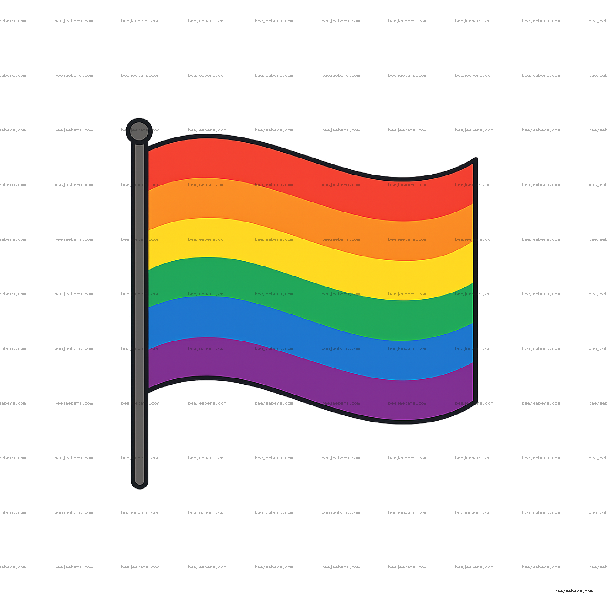 Waving pride flag with rainbow stripes in clean vector style on transparent background