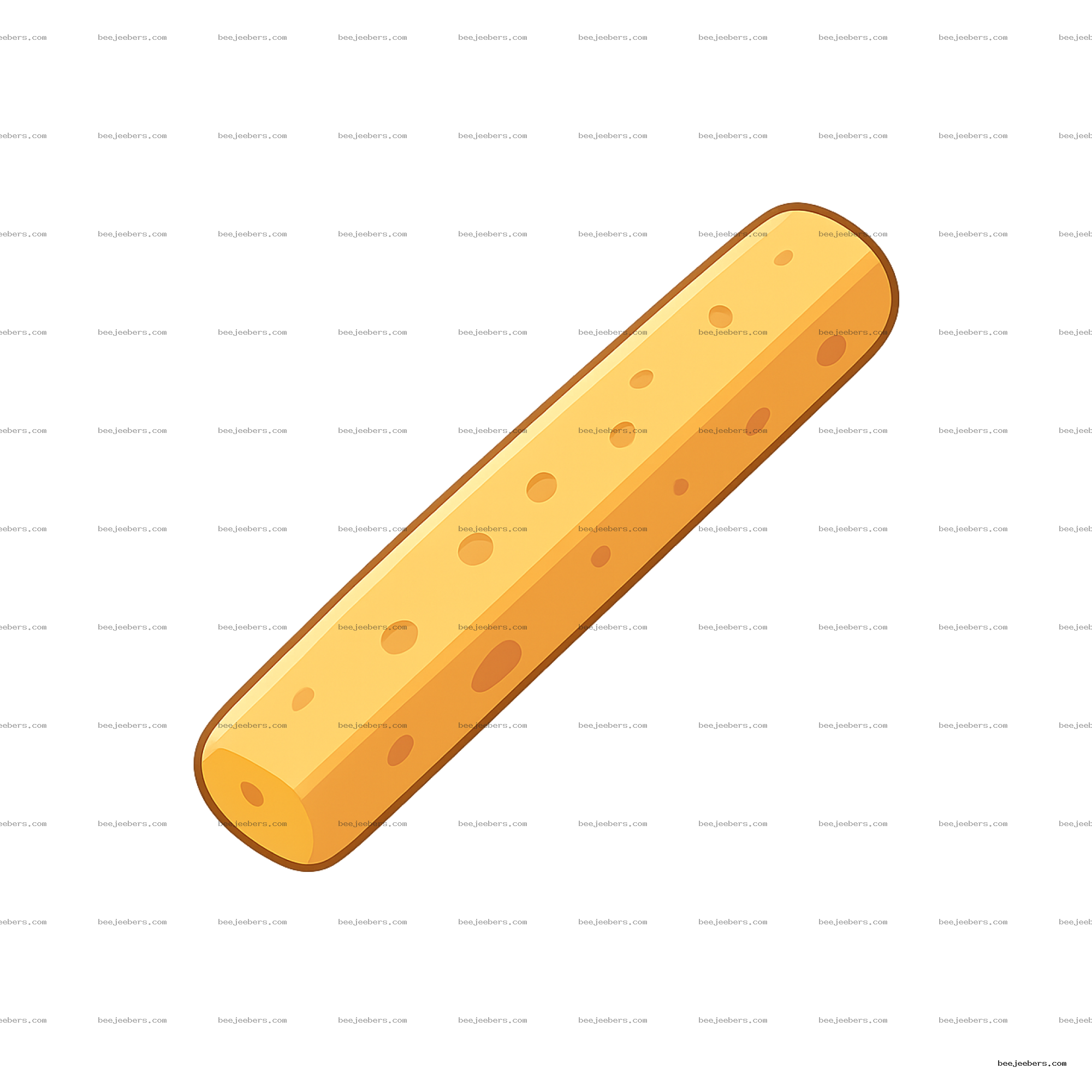 Clean vector illustration of a cheese stick with holes on transparent background