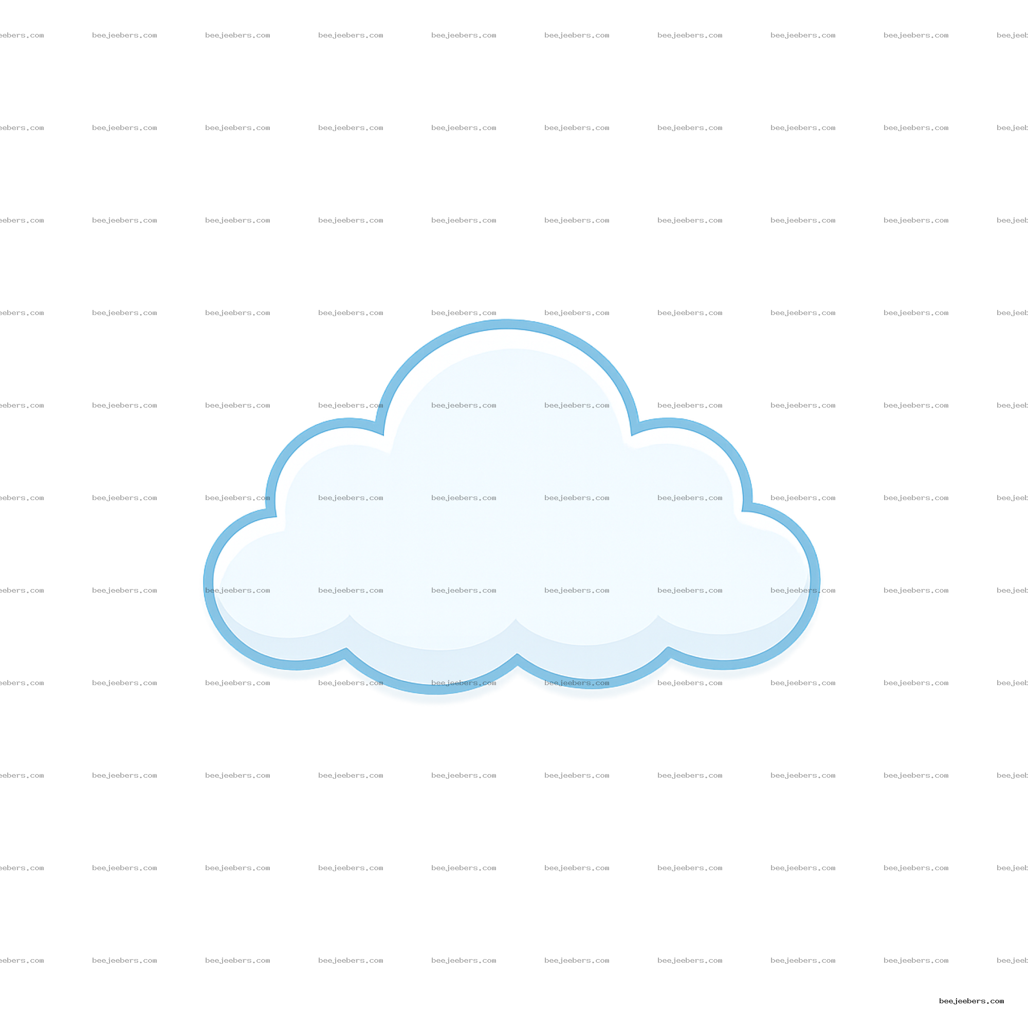 Clean vector illustration of a blue and white fluffy cloud with transparent background