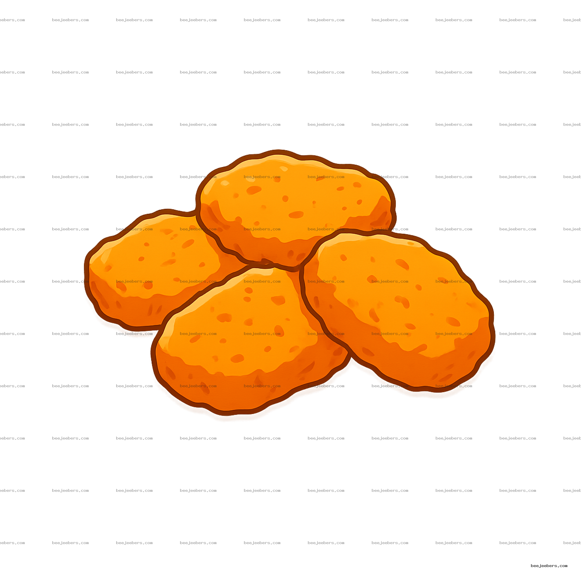 Clean vector PNG of golden chicken nuggets with transparent background