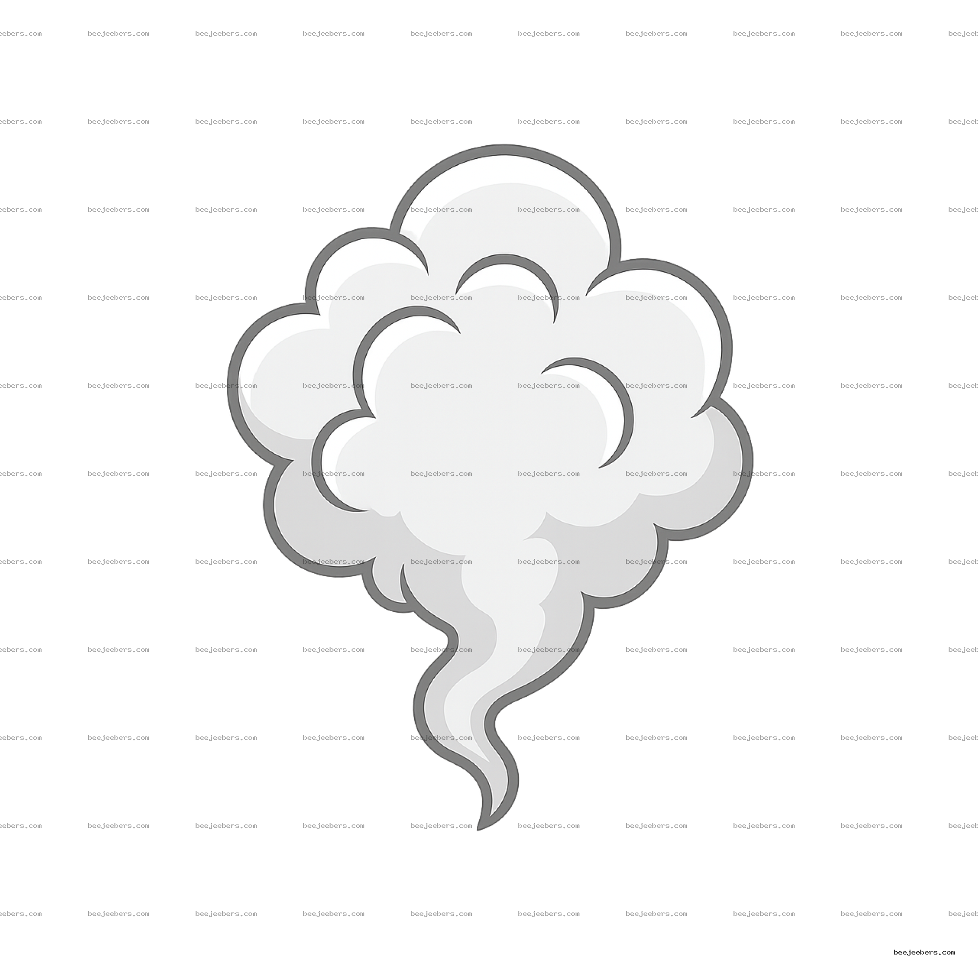 Clean vector illustration of white smoke cloud with smooth curves on transparent background