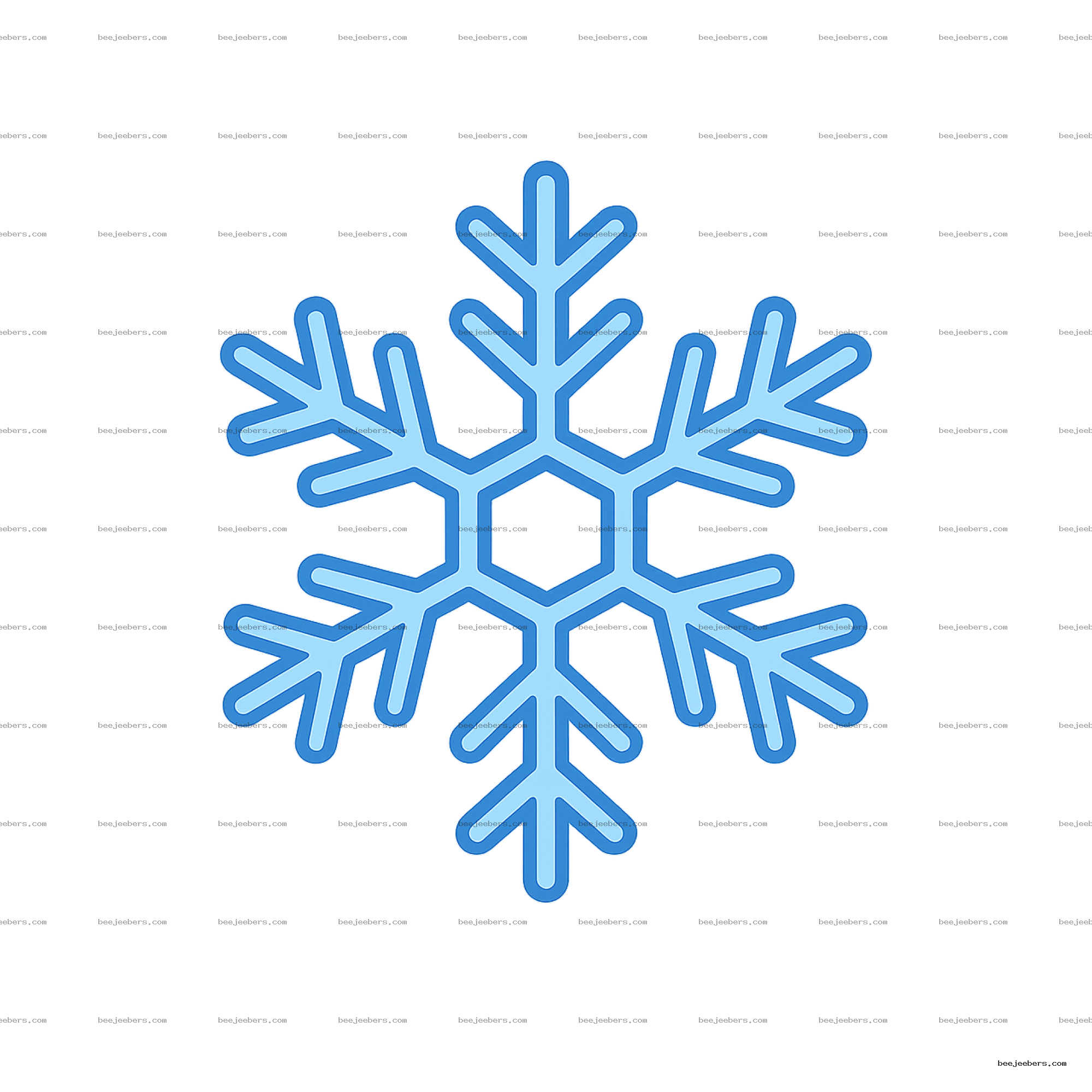 Clean blue snowflake clipart with transparent background in vector style