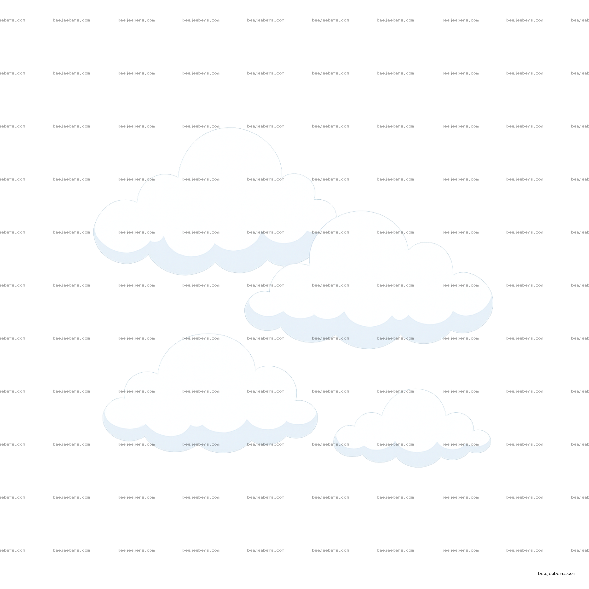 Clean vector transparent clouds PNG with smooth edges and subtle shading on clear background