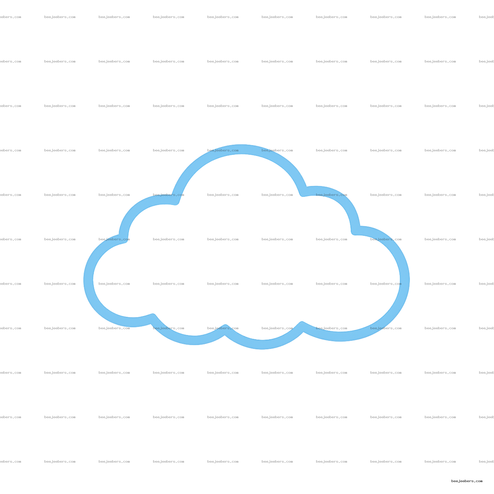 Clean blue cloud shape outline in vector style with transparent background