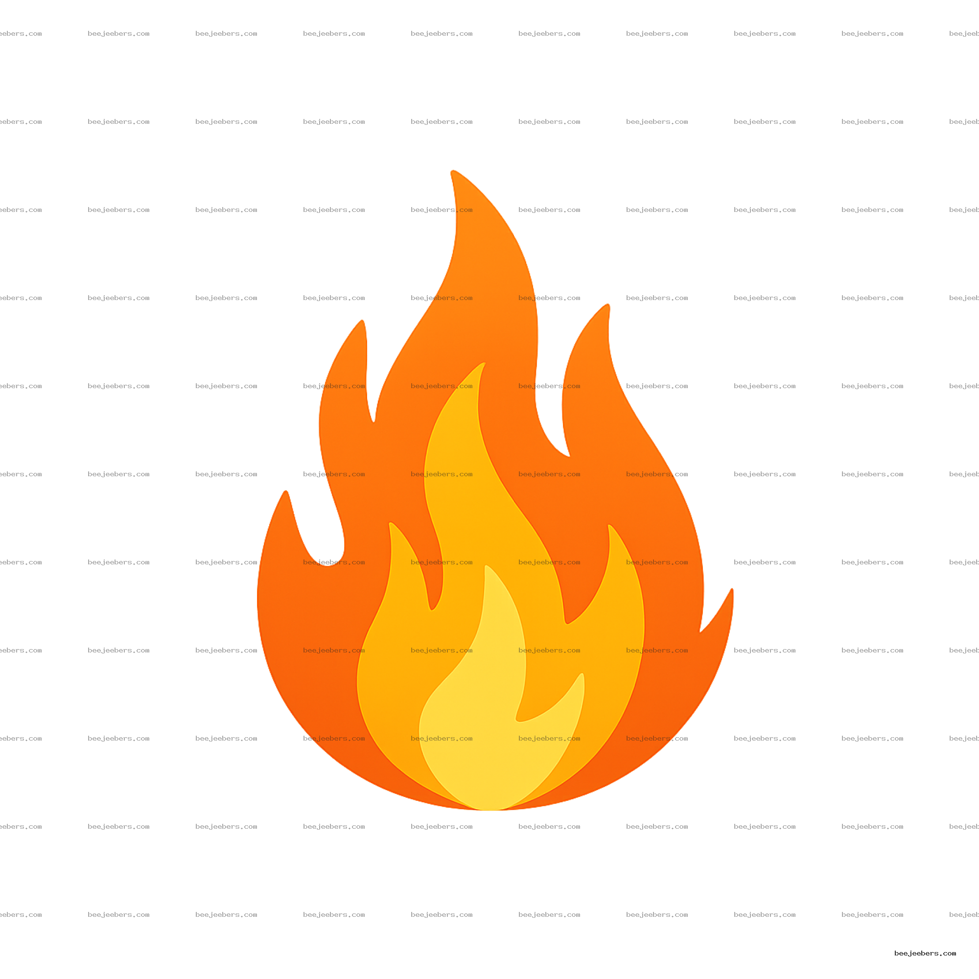 Stylized clean vector flame in orange and yellow with transparent background