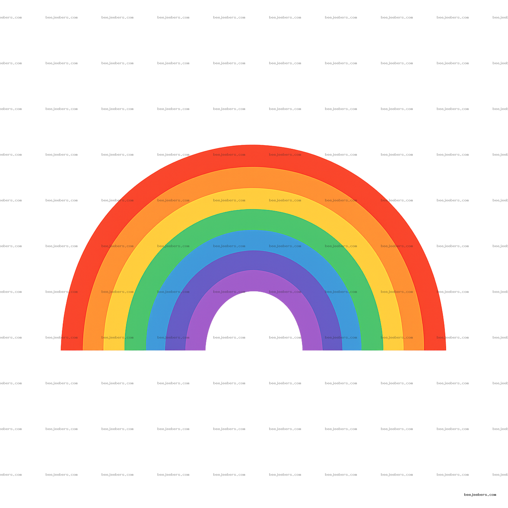 Bright clean vector rainbow with seven color bands on transparent background