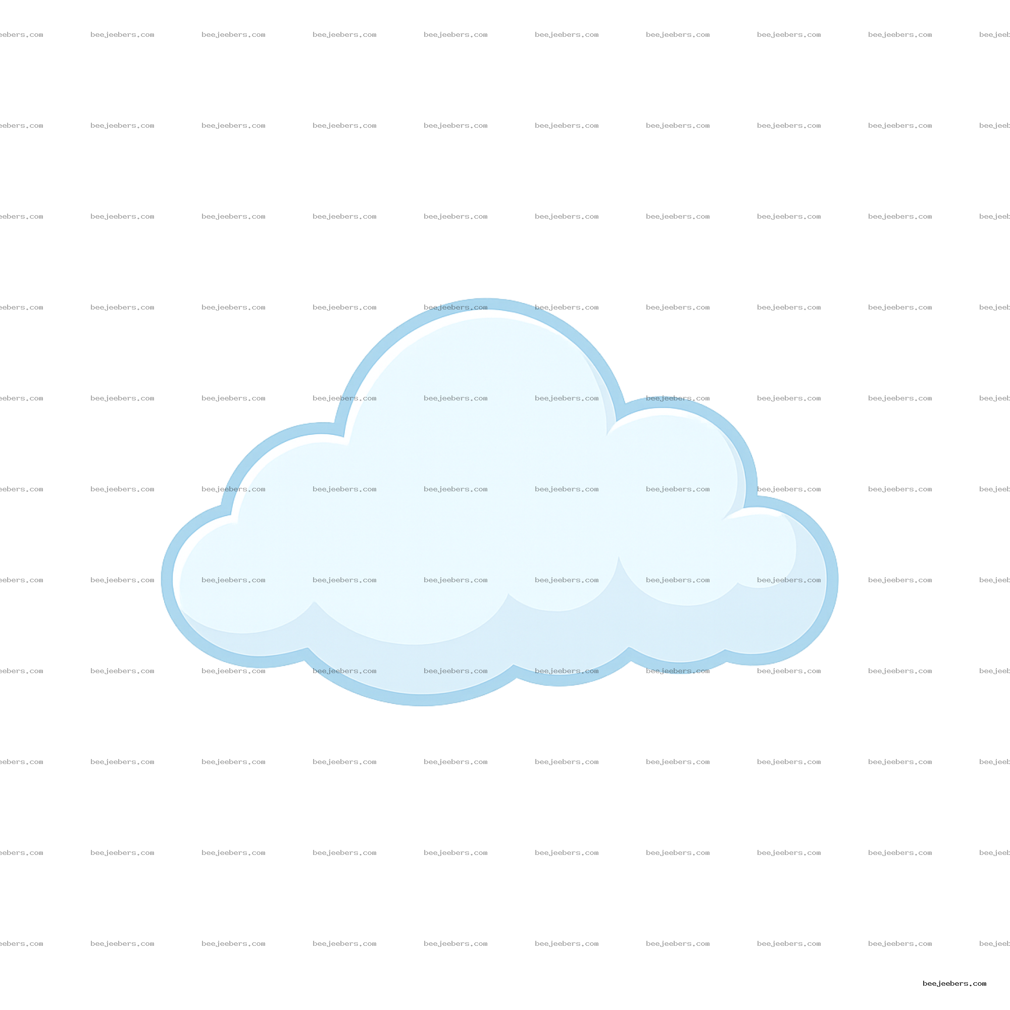 Light blue fluffy cloud vector with smooth edges and transparent background for digital use