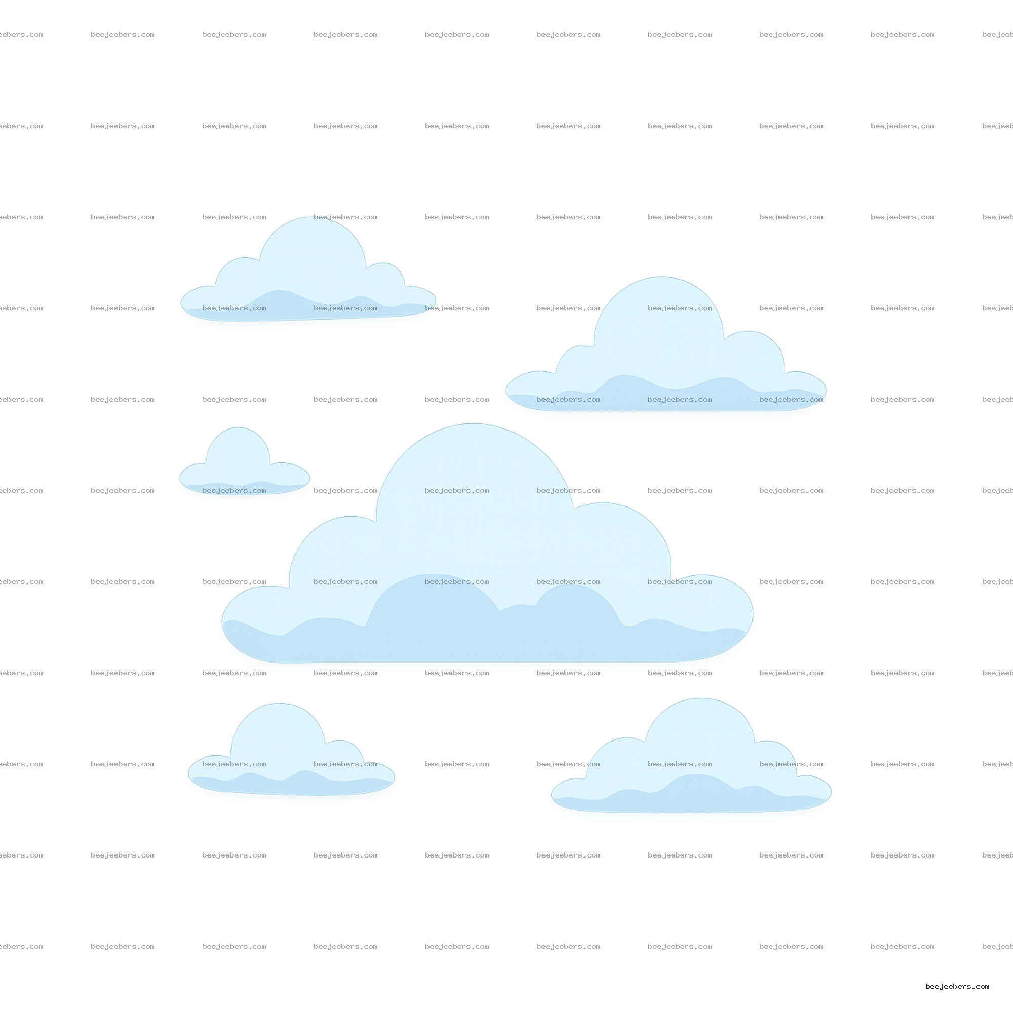 Clean vector illustration of light blue cloudy sky with transparent background