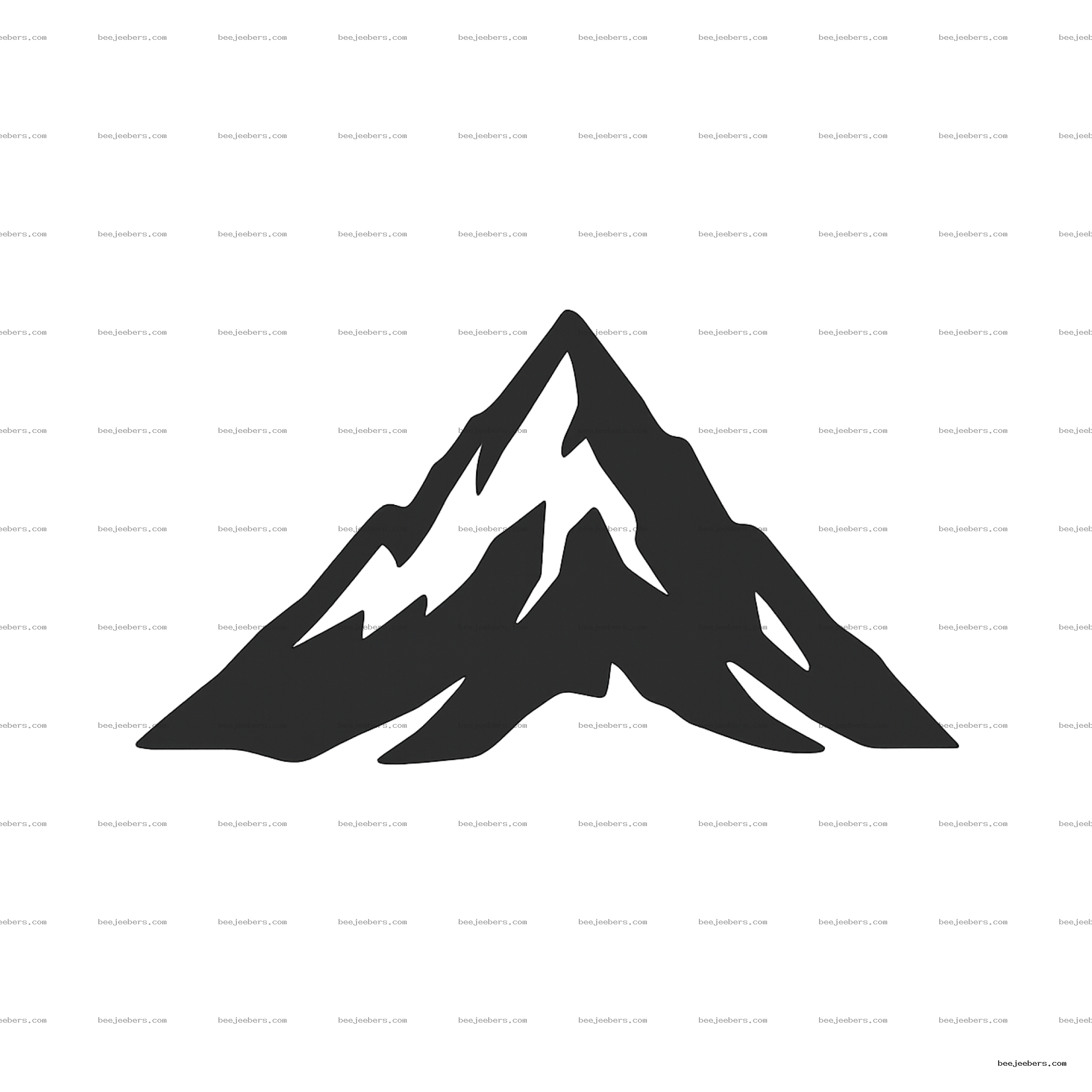 Black mountain silhouette with sharp peaks on transparent background for design use