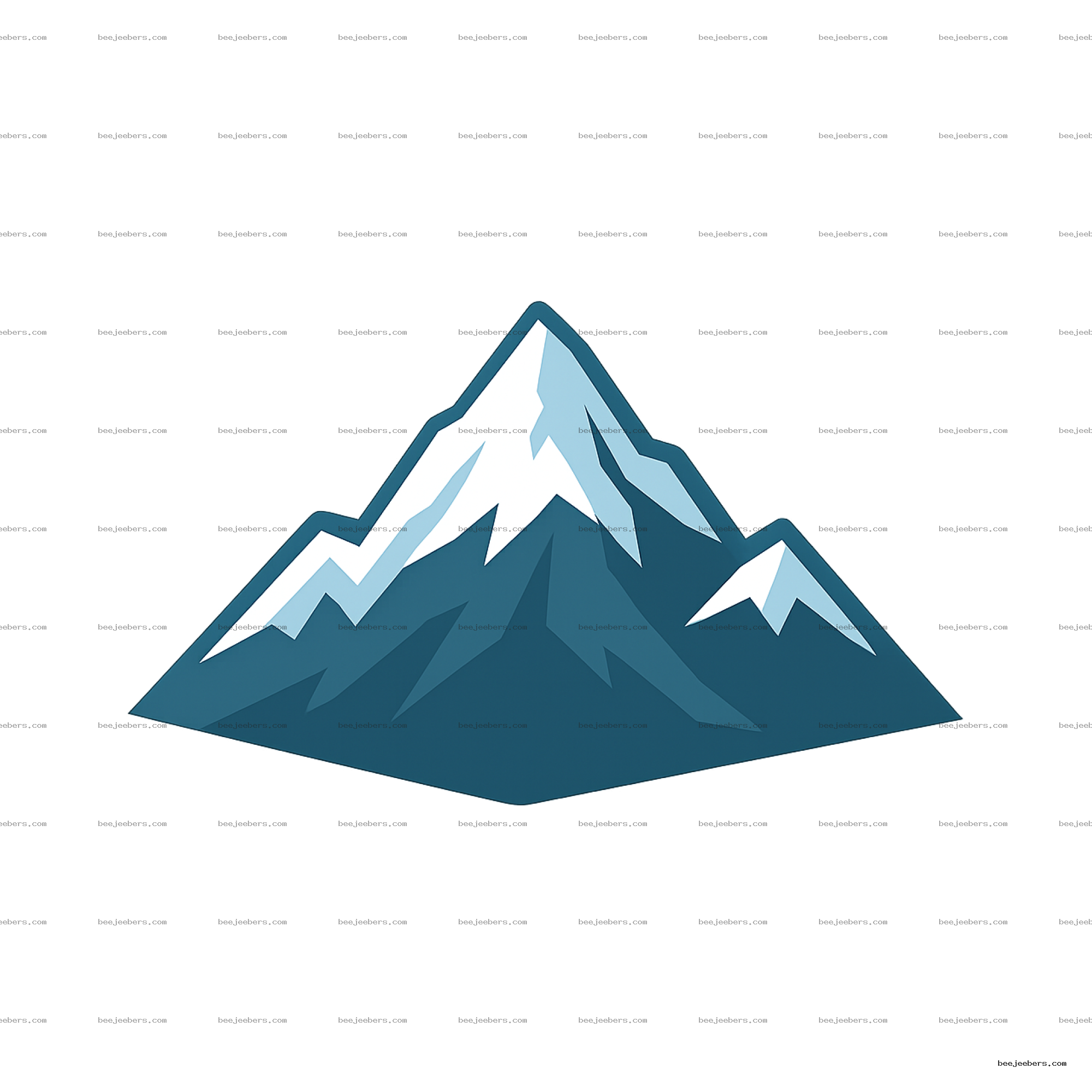 Clean vector illustration of a snowy mountain peak with transparent background