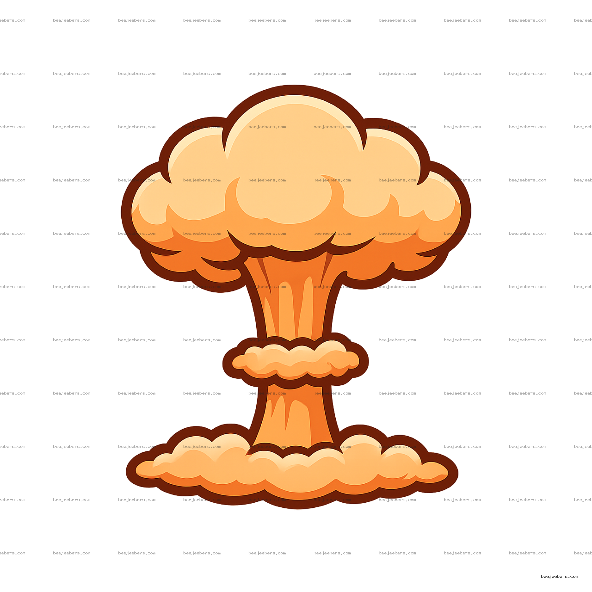 Clean vector illustration of a mushroom cloud explosion with transparent background