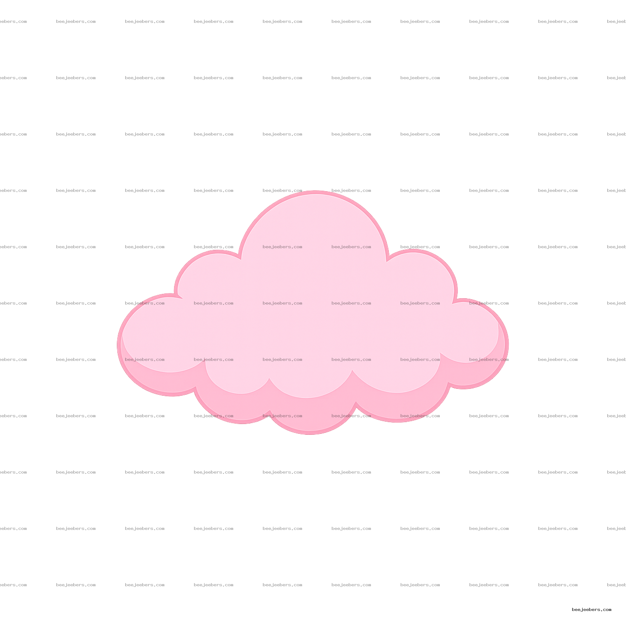 Simple clean vector pink cloud shape with rounded edges and transparent background