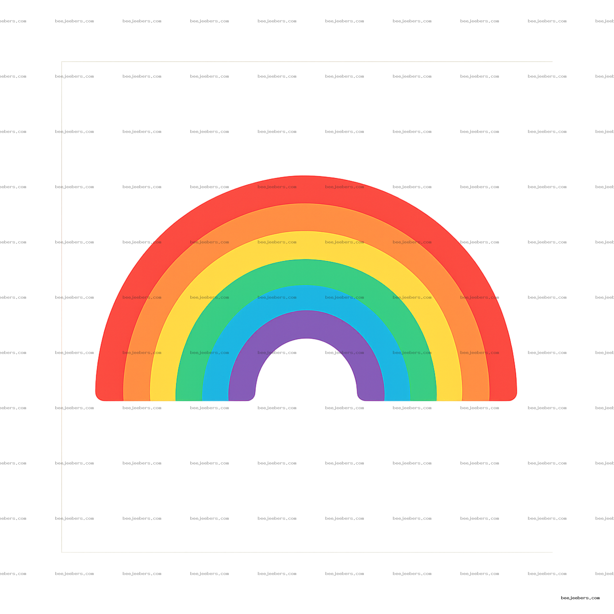 Clean vector rainbow with seven color arcs on transparent background
