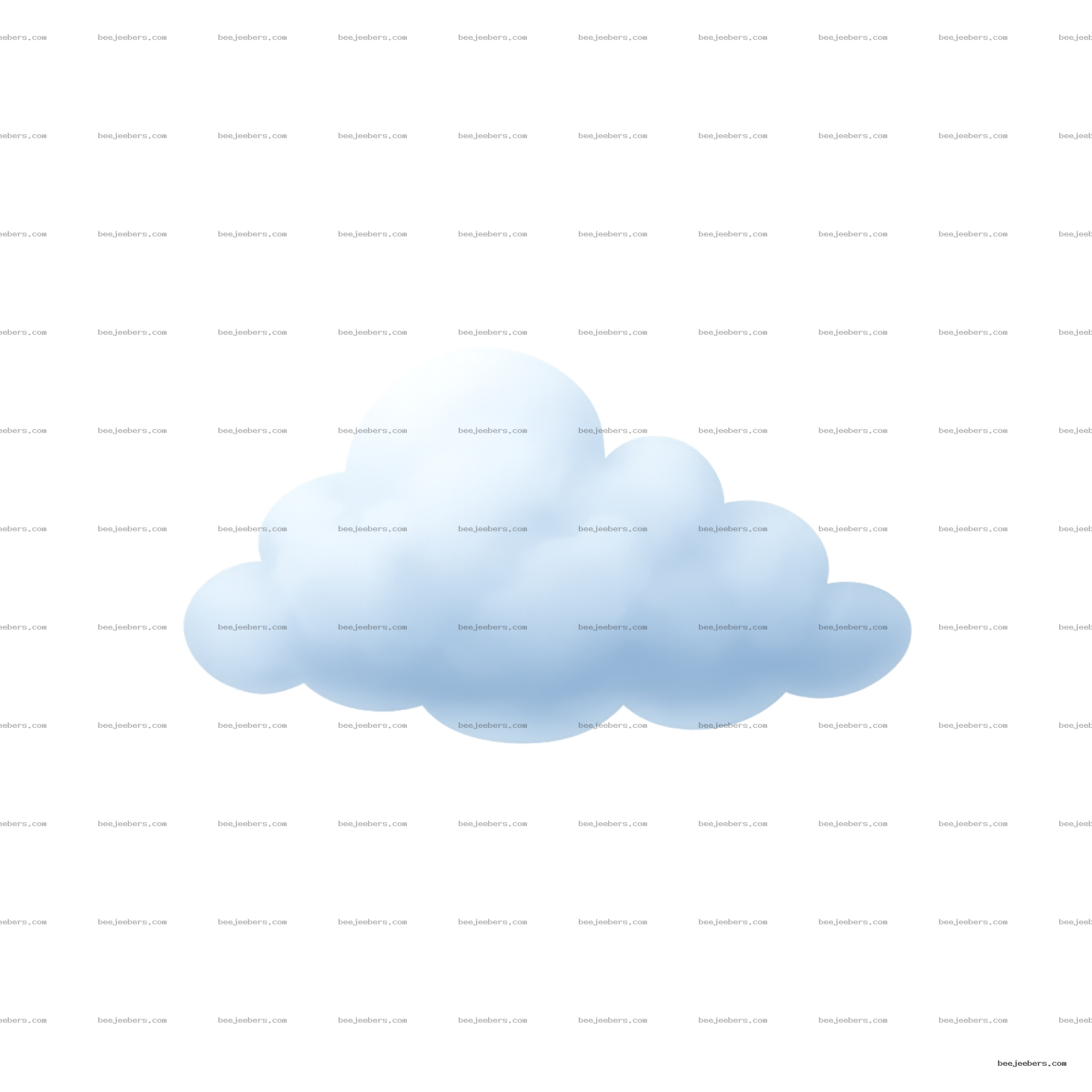 Realistic fluffy cloud PNG with soft shading and transparent background