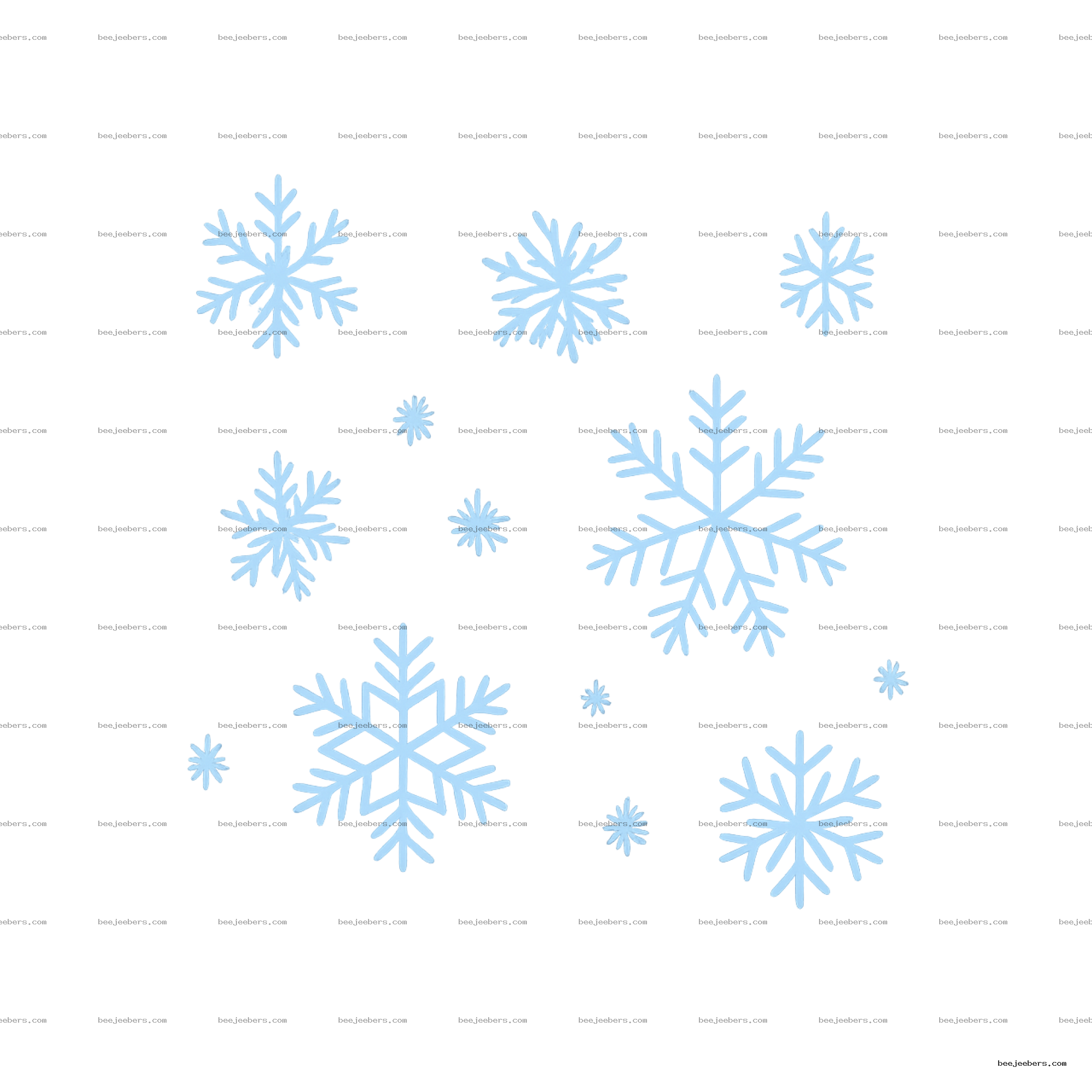 Light blue vector snowflakes in various sizes on a transparent background