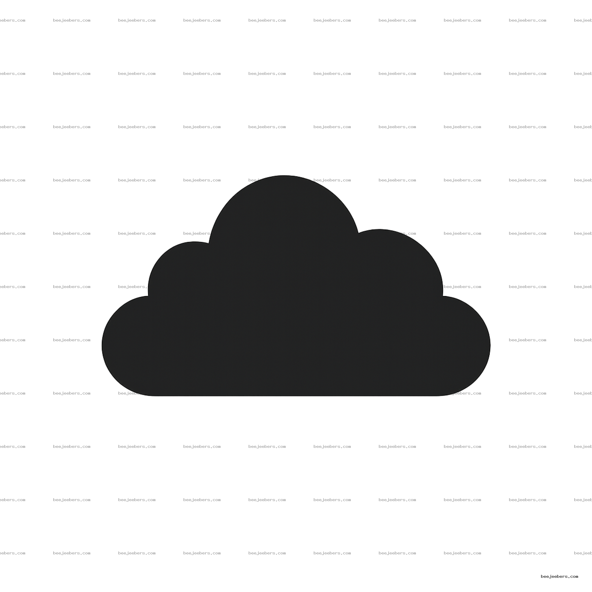 Clean black cloud clipart with transparent background in simple vector style