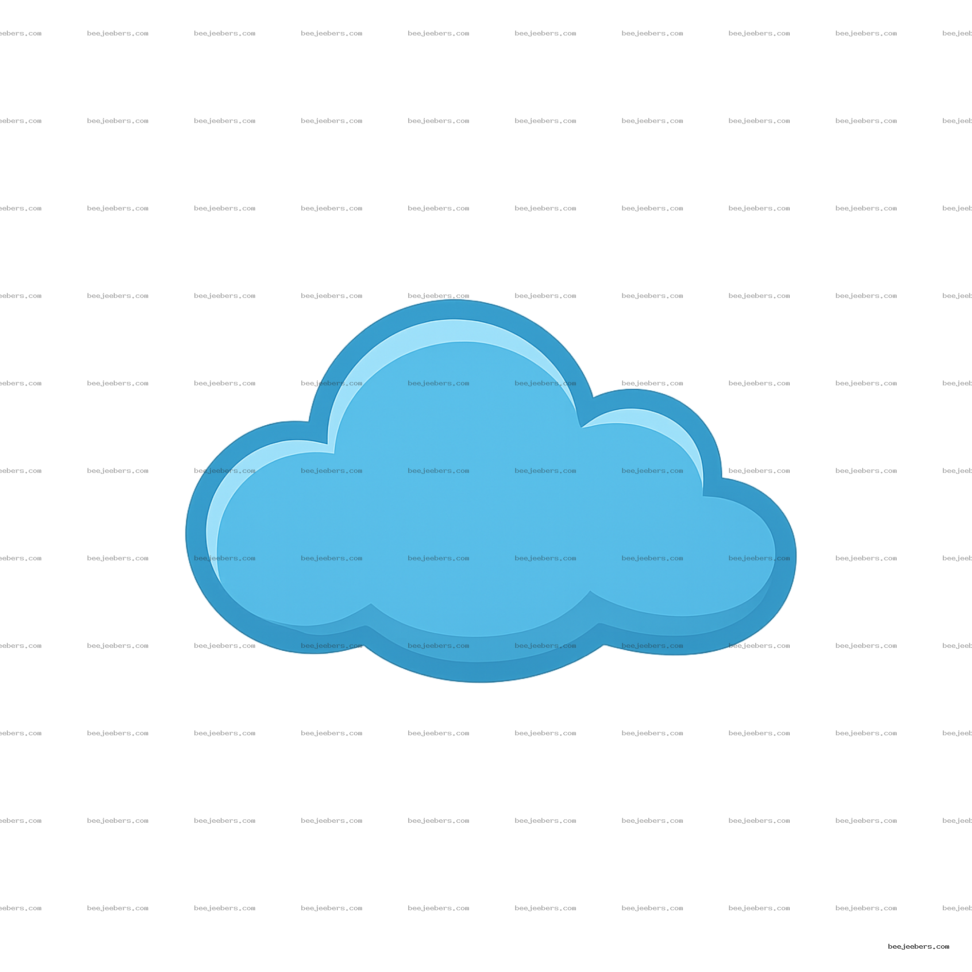 Clean blue cloud digital illustration PNG with transparent background