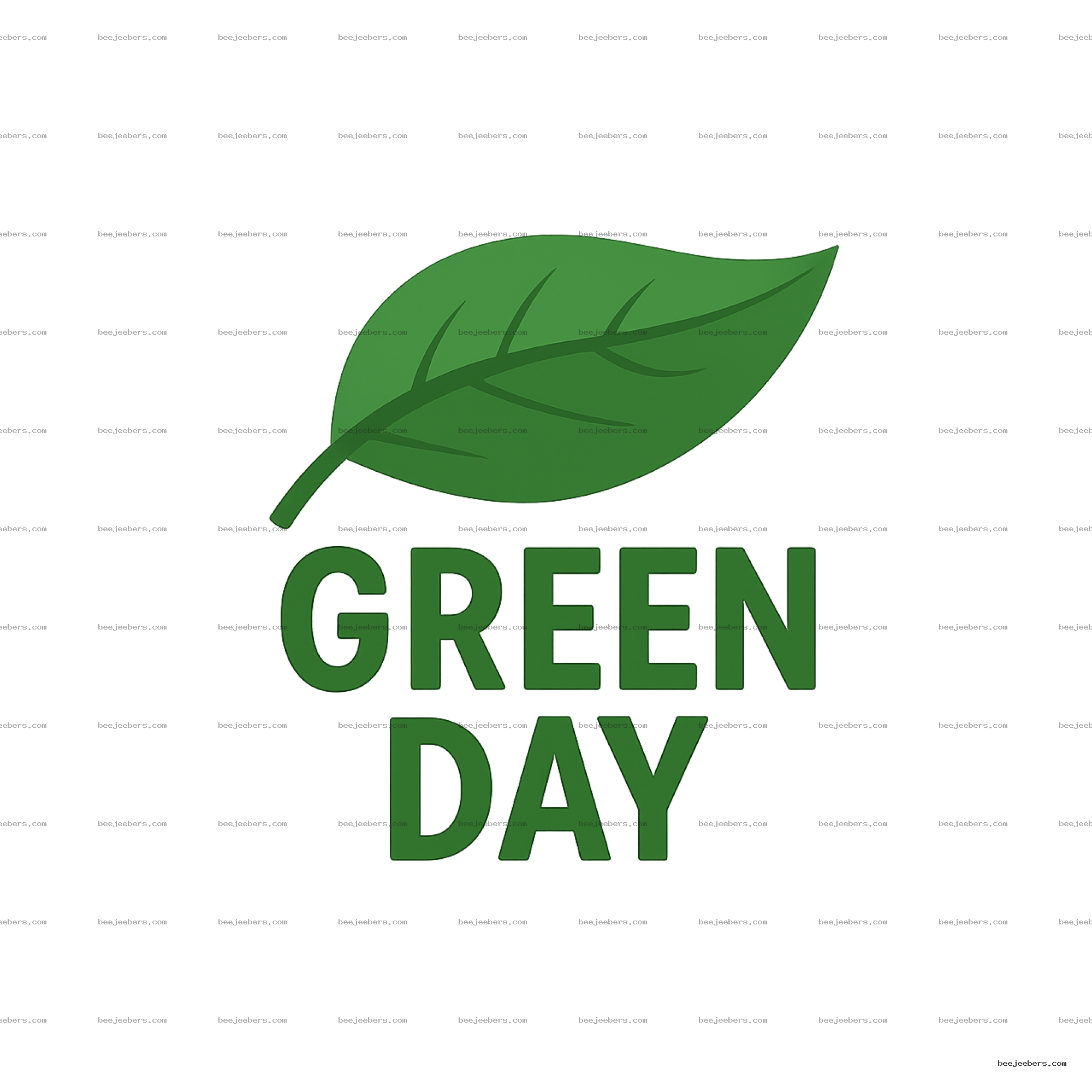 Clean green leaf vector illustration with bold 'GREEN DAY' text on transparent background