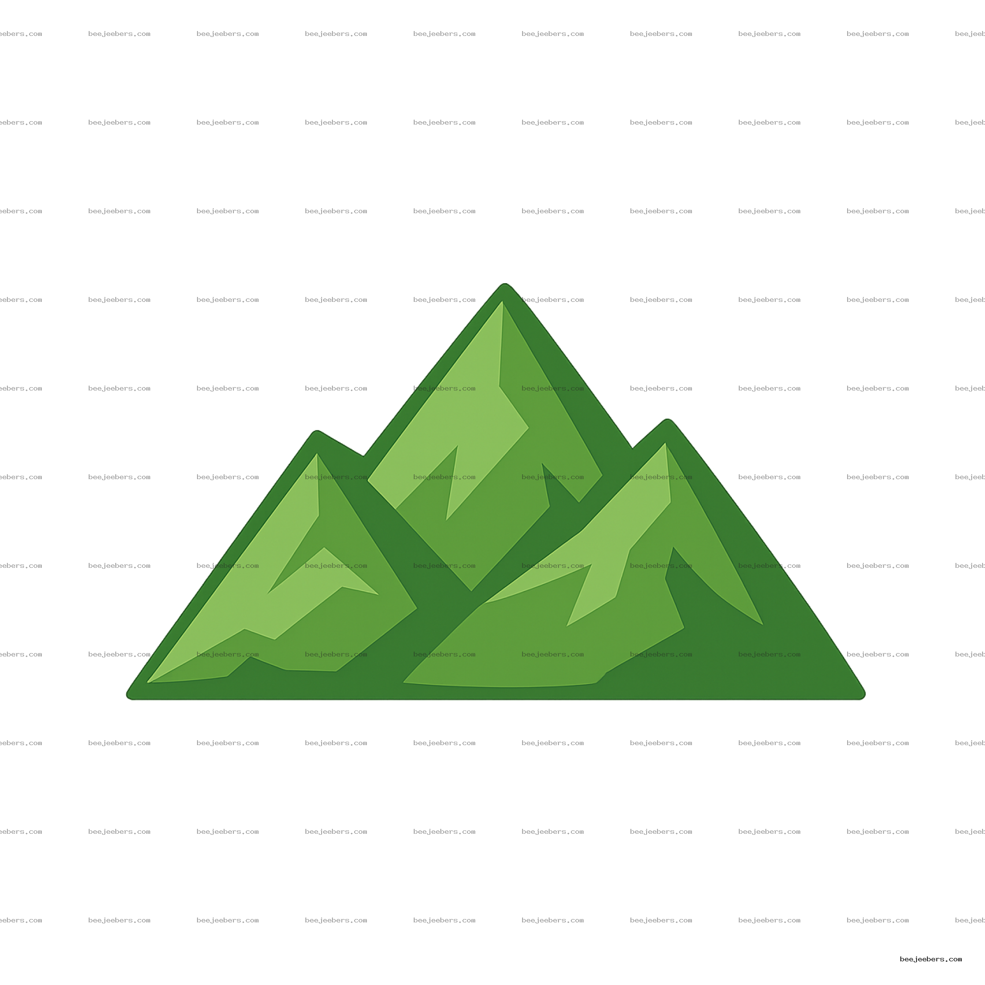 Clean vector illustration of green mountain peaks with geometric shading on transparent background