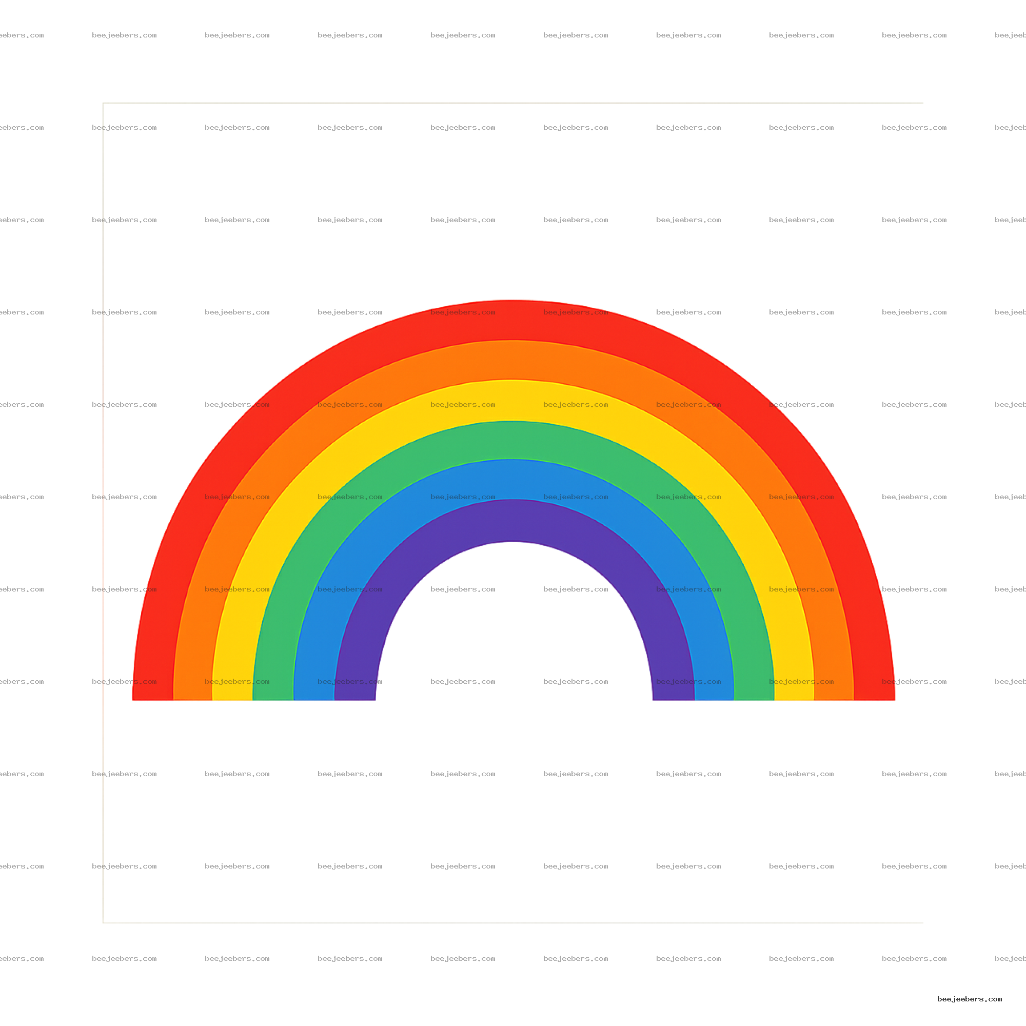Clean vector rainbow clipart with seven colorful bands on transparent background