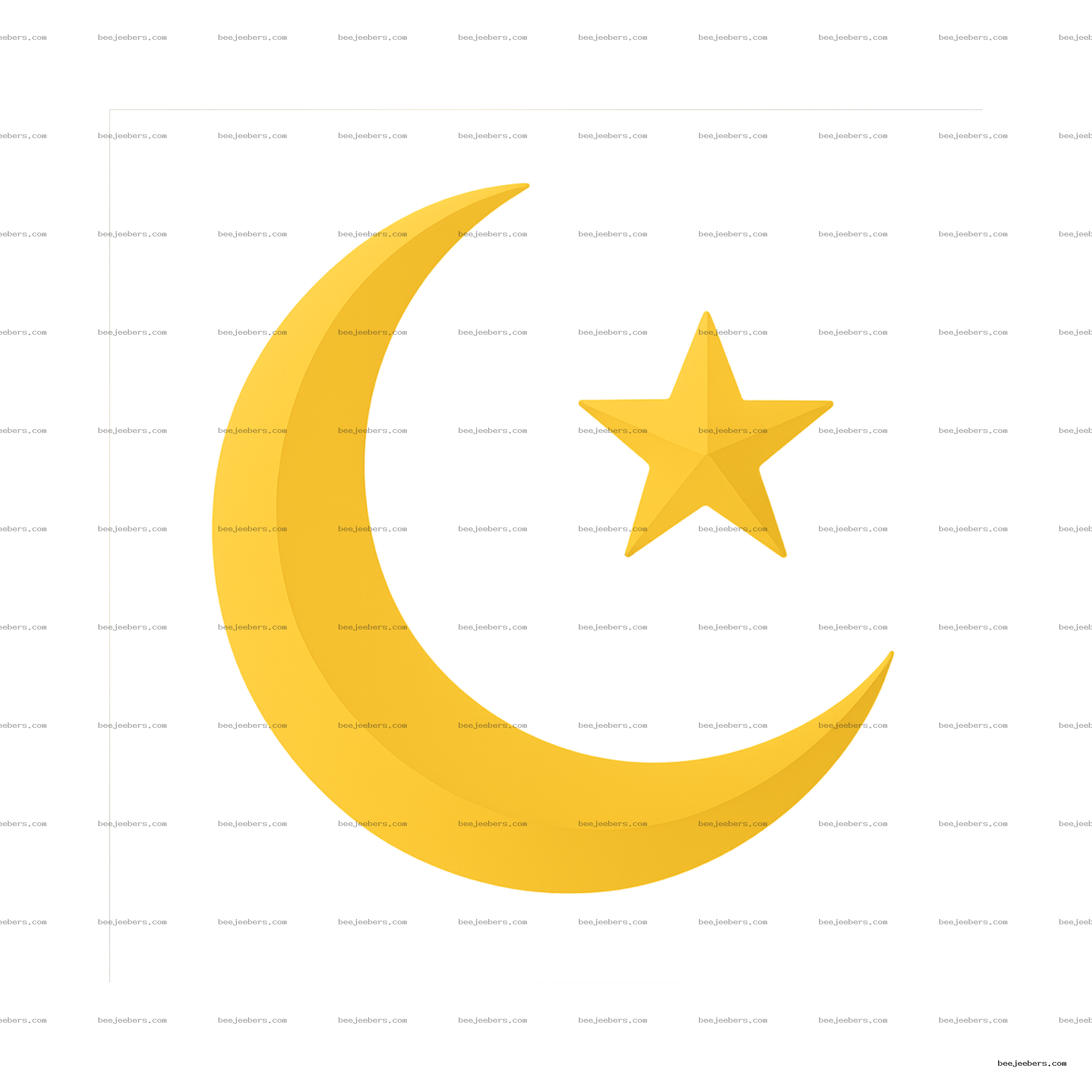 Yellow crescent moon with star in clean vector style on transparent background PNG