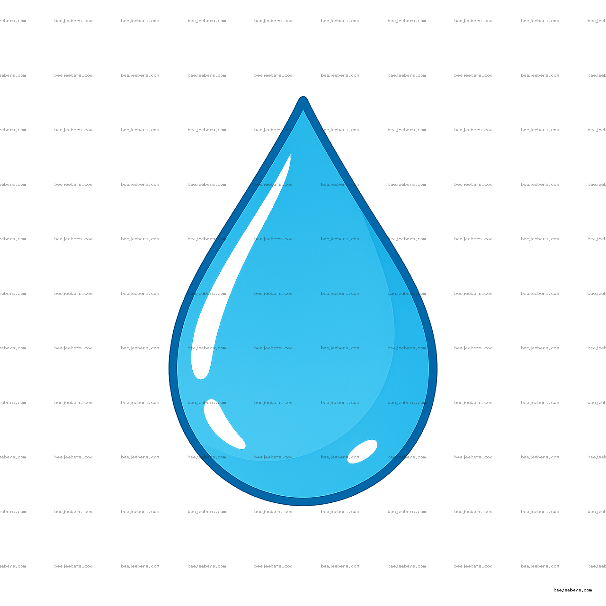 Blue water drop vector PNG with highlight reflections on transparent background