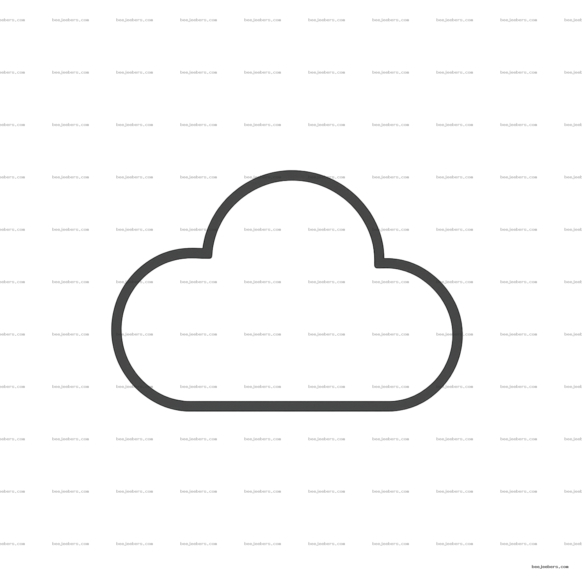 Simple clean black cloud outline on transparent background