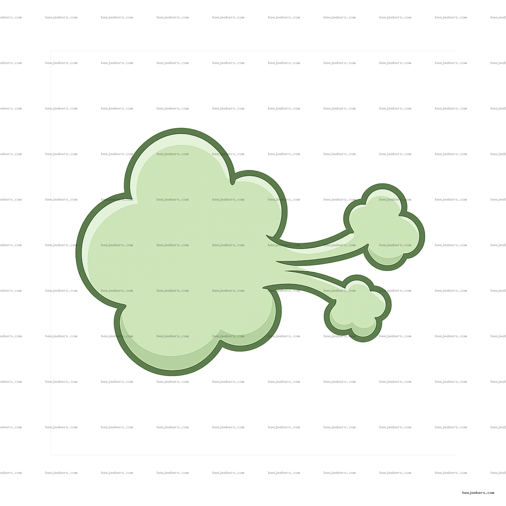 Green cartoon-style fart cloud with dark outline on transparent background