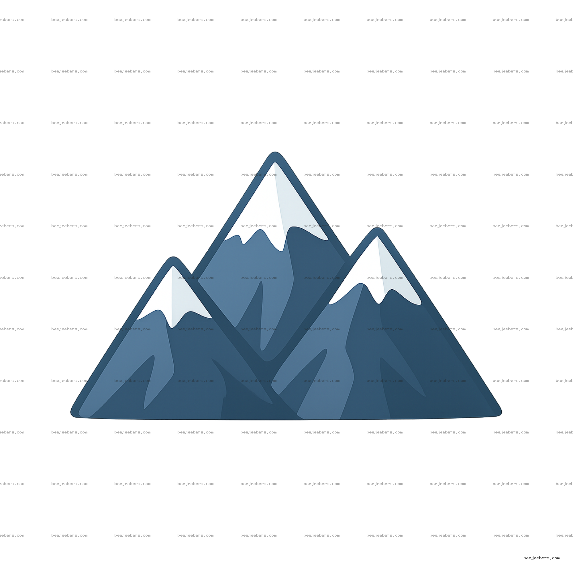 Vector illustration of blue mountains with white snow caps on transparent background