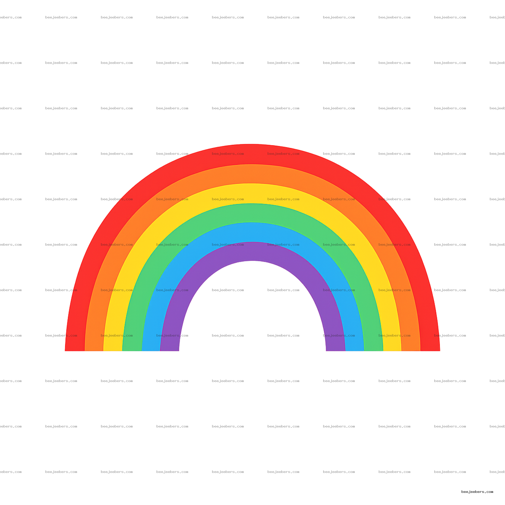 Clean vector transparent rainbow PNG with red, orange, yellow, green, blue, and purple arcs