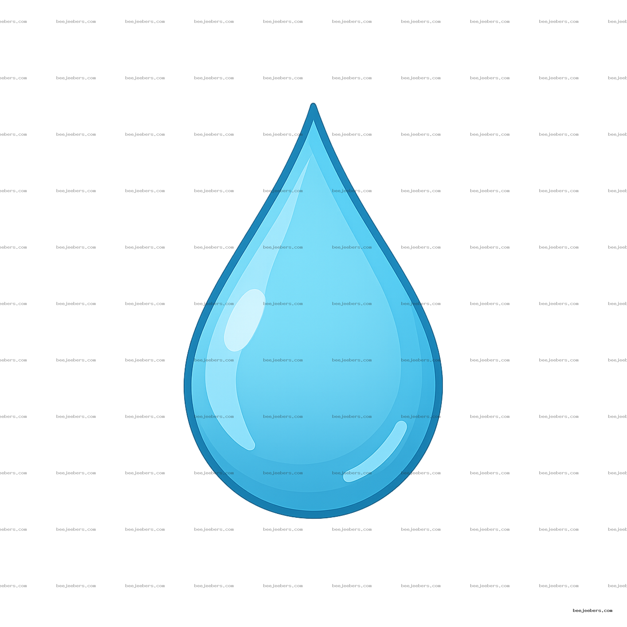 Clean vector blue water drop with glossy highlights on transparent background
