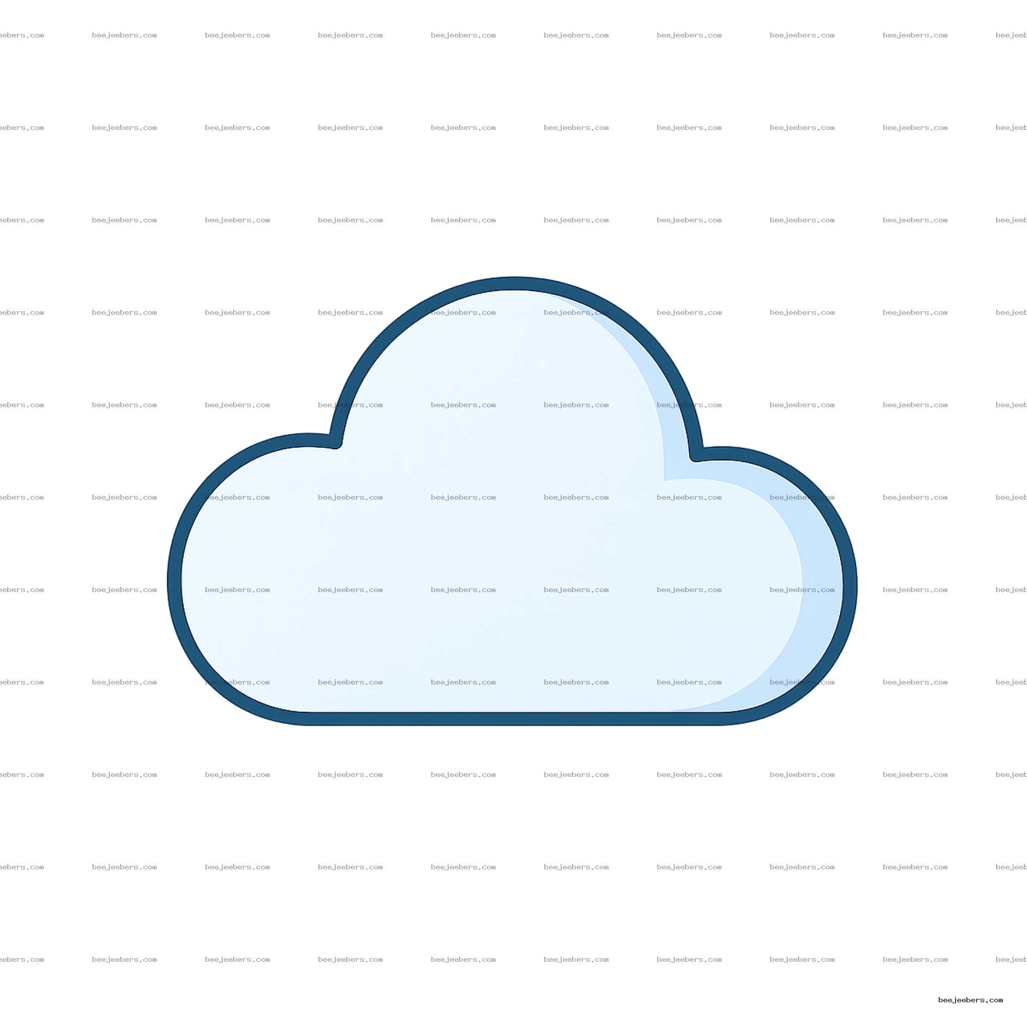 Stylized light blue cloud illustration with dark outline on transparent background