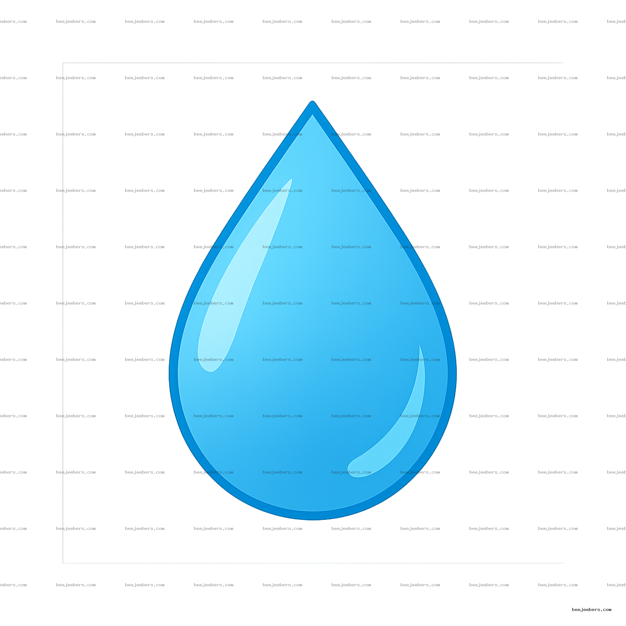 Glossy blue water drop vector with highlights on transparent background
