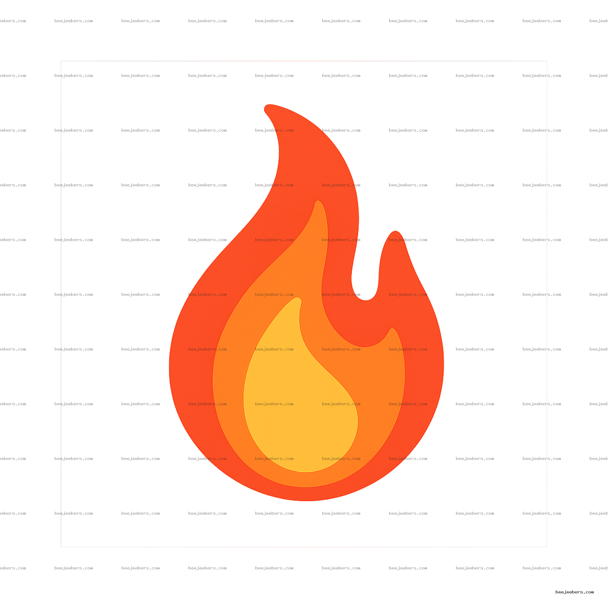 Stylized clean vector flame with red, orange, and yellow layers on transparent background