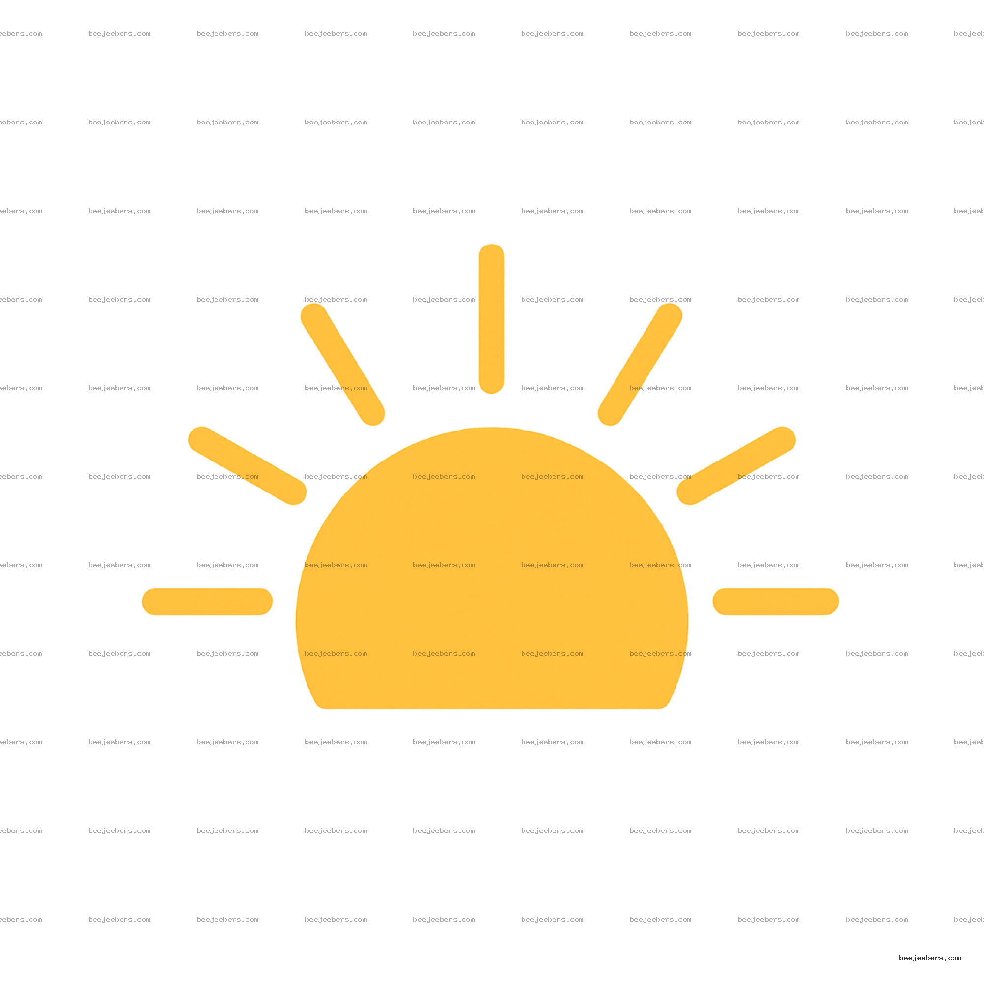 Bright yellow half sun with simple rays on transparent background vector PNG